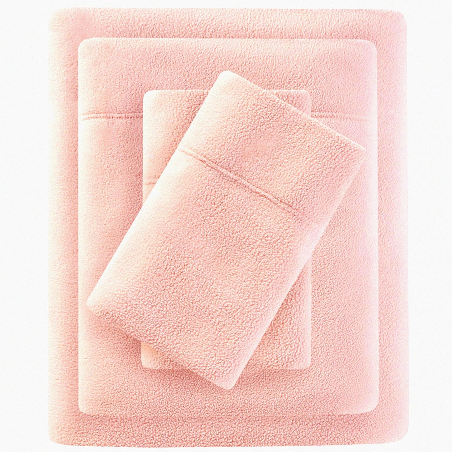 WinterWarm Plush Fleece Sheet Set - Twin XL - Cozy Bedding with Deep Pocket - Soft & Comfy 3 Piece Bed Set - Blush Color - Fits Up to 16" Mattress