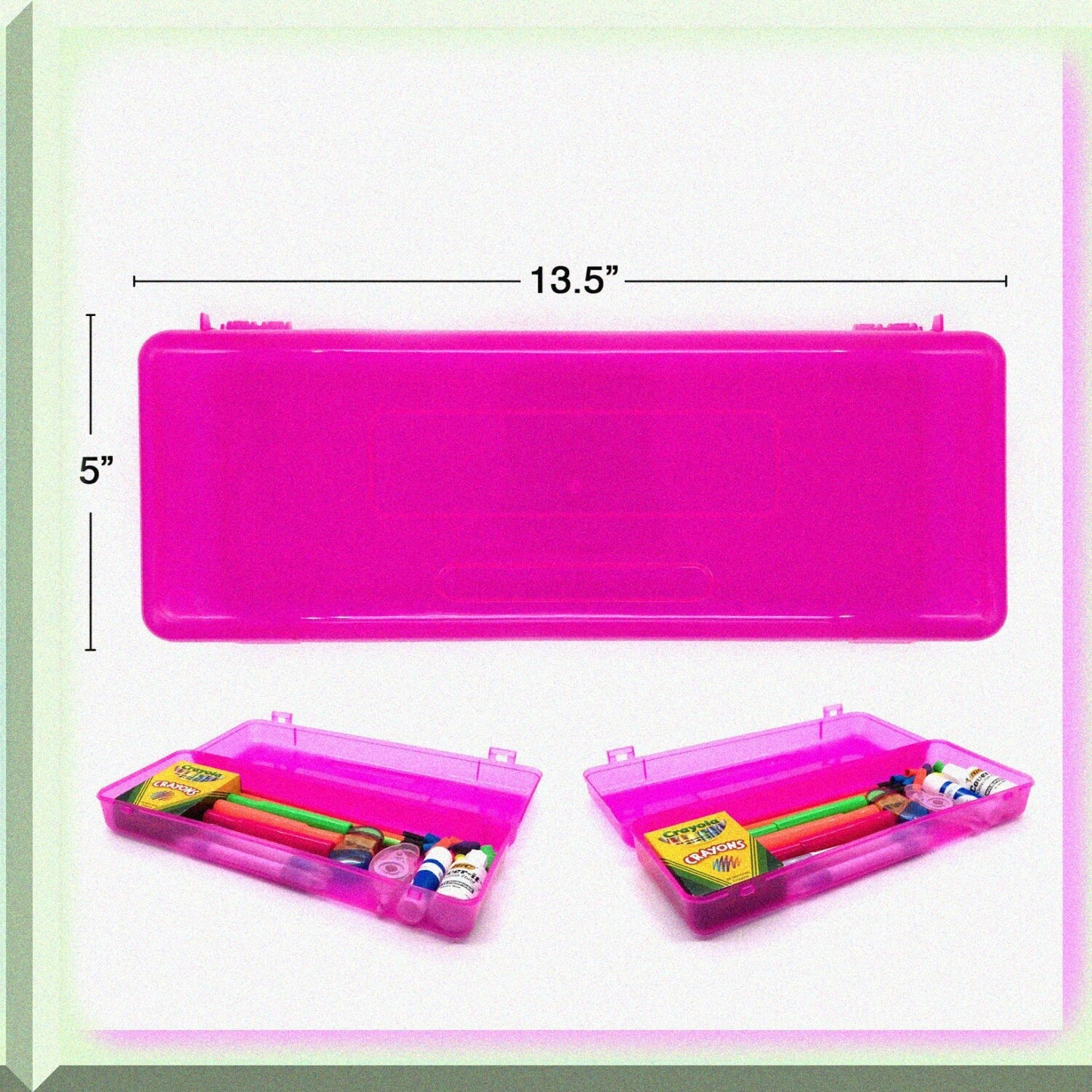 4-Pack Plastic Pencil Box with Ruler and Snap Lid