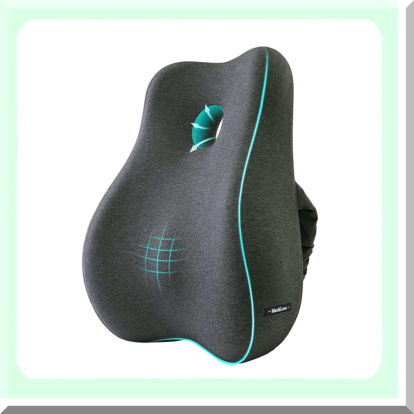 ErgoRelief Memory Foam Lumbar Support Pillow Cover - Orthopedic Backrest for Office Chair, Computer Chair, Car Seat, Recliner, Couch - Dark Gray