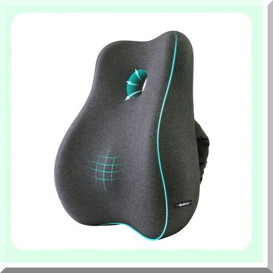 ErgoRelief Memory Foam Lumbar Support Pillow Cover - Orthopedic Backrest for Office Chair, Computer Chair, Car Seat, Recliner, Couch - Dark Gray