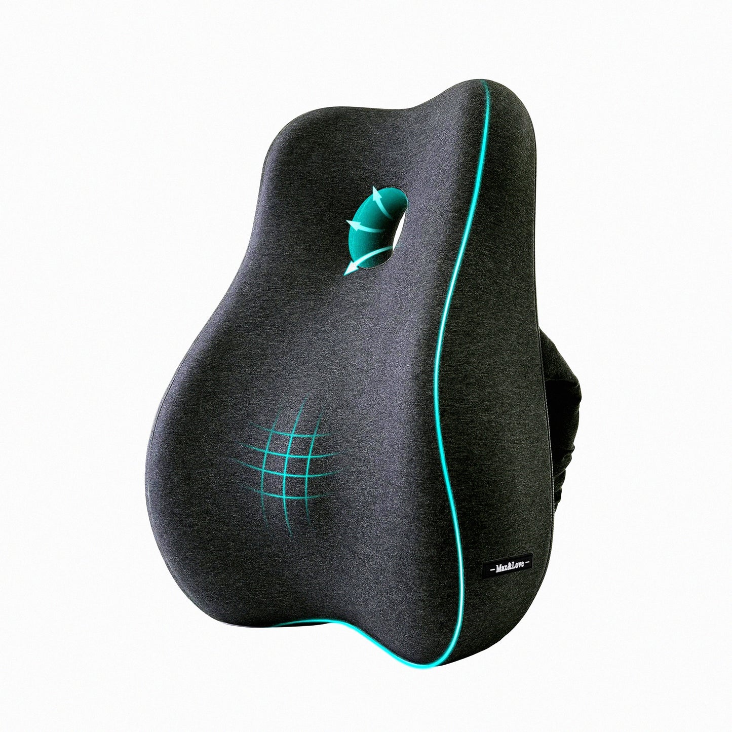 ErgoRelief Memory Foam Lumbar Support Pillow Cover - Orthopedic Backrest for Office Chair, Computer Chair, Car Seat, Recliner, Couch - Dark Gray