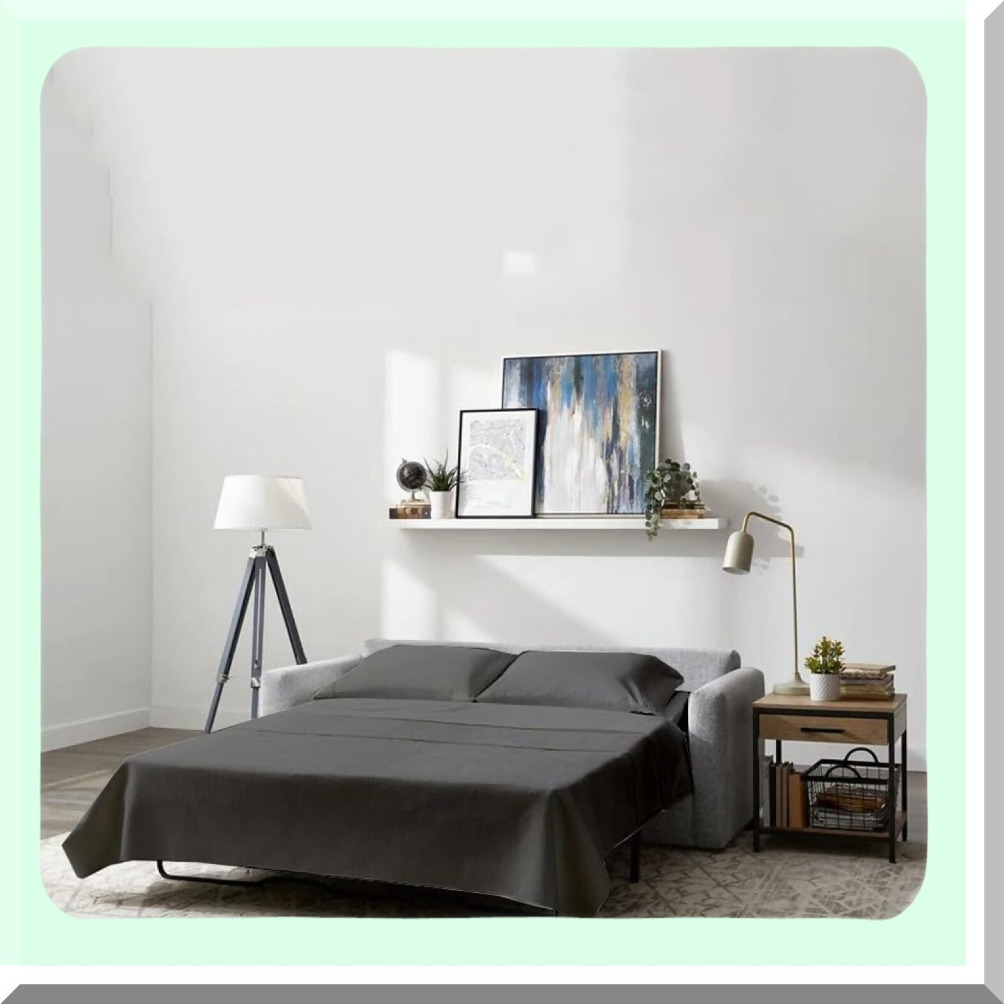 Microfiber Sofa Bed Sheet Set - 4 PC Full Sleeper Sofa Sheets - Dark Grey Bedsheets - Fits Up to 8" Drop - Soft Brushed Fabric - Easy to Use and Wash