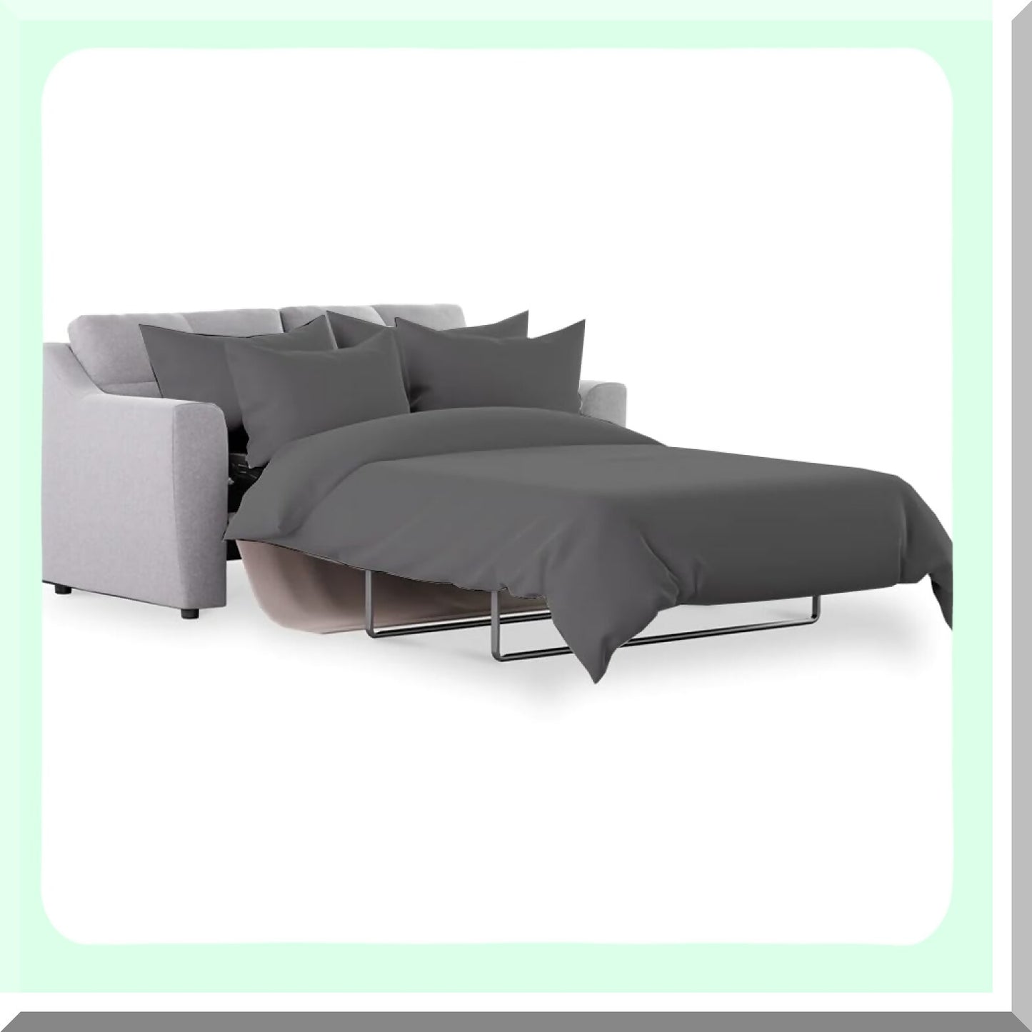 Microfiber Sofa Bed Sheet Set - 4 PC Full Sleeper Sofa Sheets - Dark Grey Bedsheets - Fits Up to 8" Drop - Soft Brushed Fabric - Easy to Use and Wash