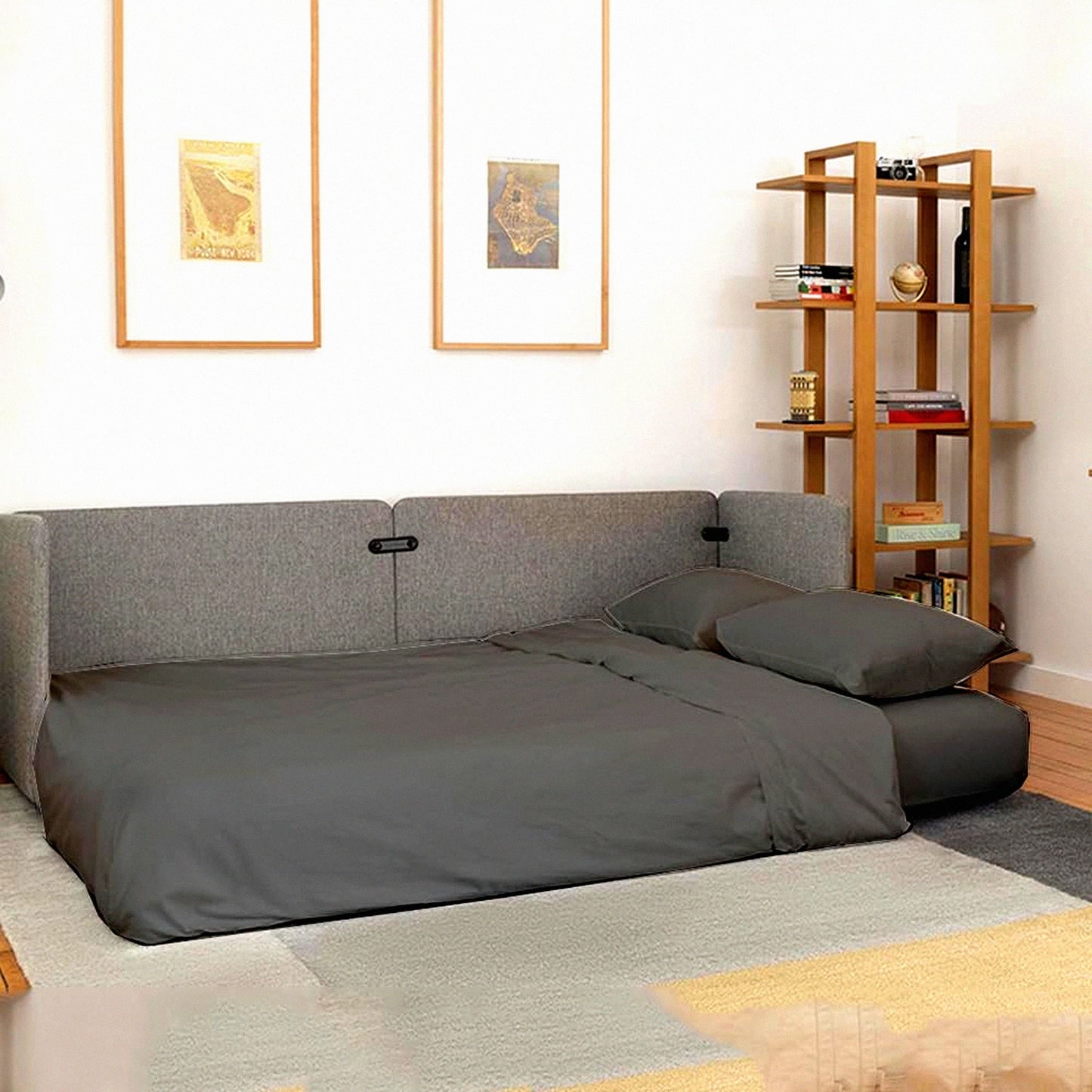 Microfiber Sofa Bed Sheet Set - 4 PC Full Sleeper Sofa Sheets - Dark Grey Bedsheets - Fits Up to 8" Drop - Soft Brushed Fabric - Easy to Use and Wash