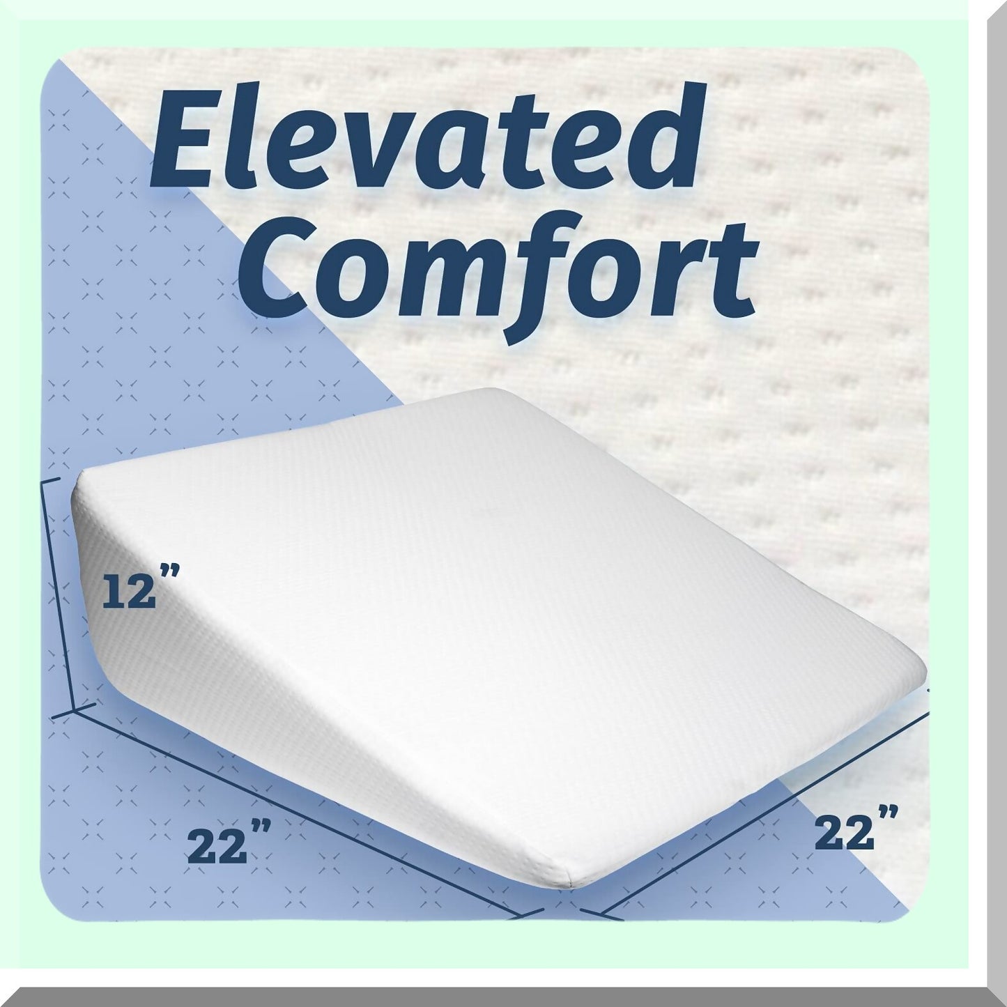 SleepEase Comfort Wedge Pillow - Memory Foam Support for Neck & Back Pain Relief, Snoring, Acid Reflux, Respiratory Issues. Ideal for Sleeping, Reading, Rest & Elevation. Washable Cover Included. 12in Size.