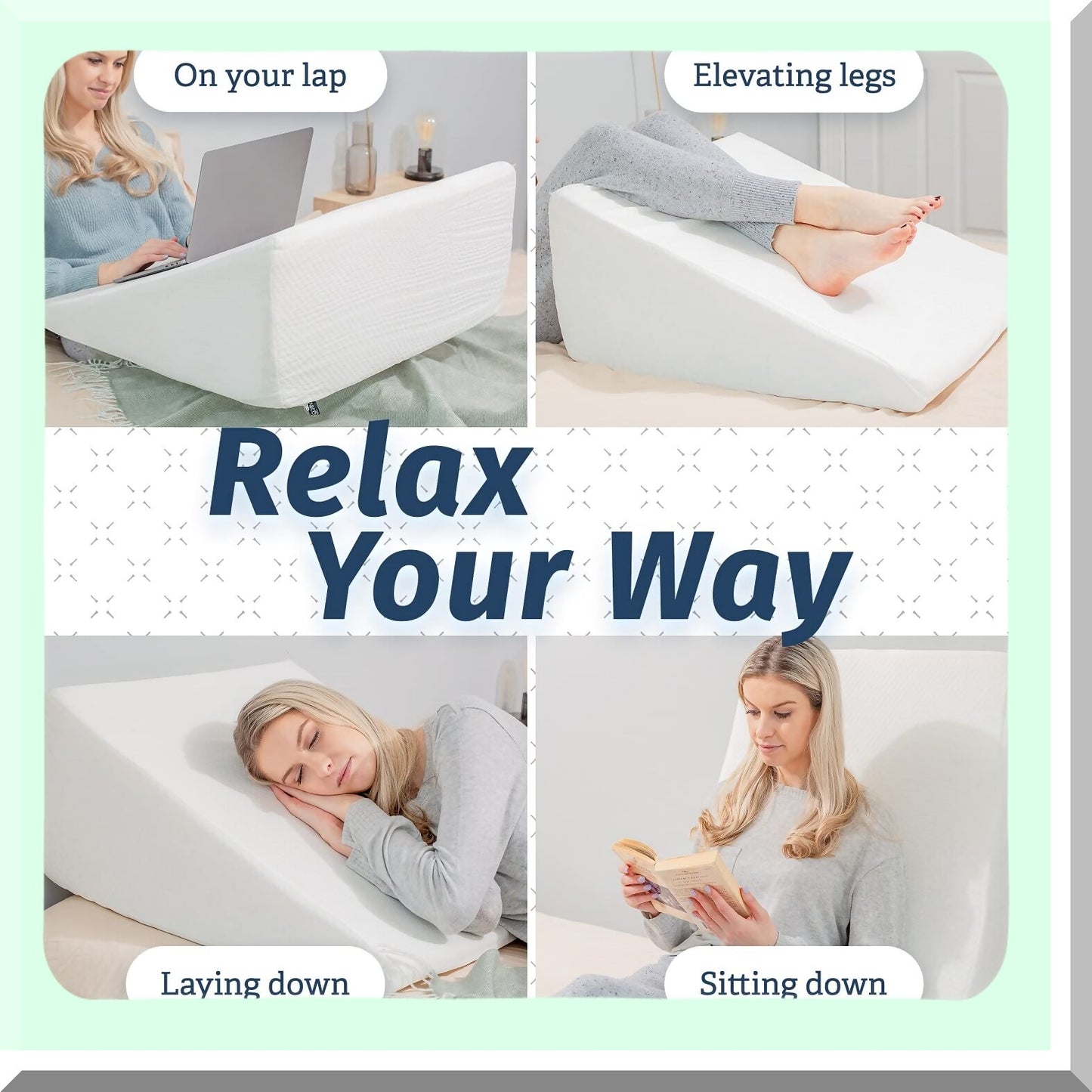 SleepEase Comfort Wedge Pillow - Memory Foam Support for Neck & Back Pain Relief, Snoring, Acid Reflux, Respiratory Issues. Ideal for Sleeping, Reading, Rest & Elevation. Washable Cover Included. 12in Size.