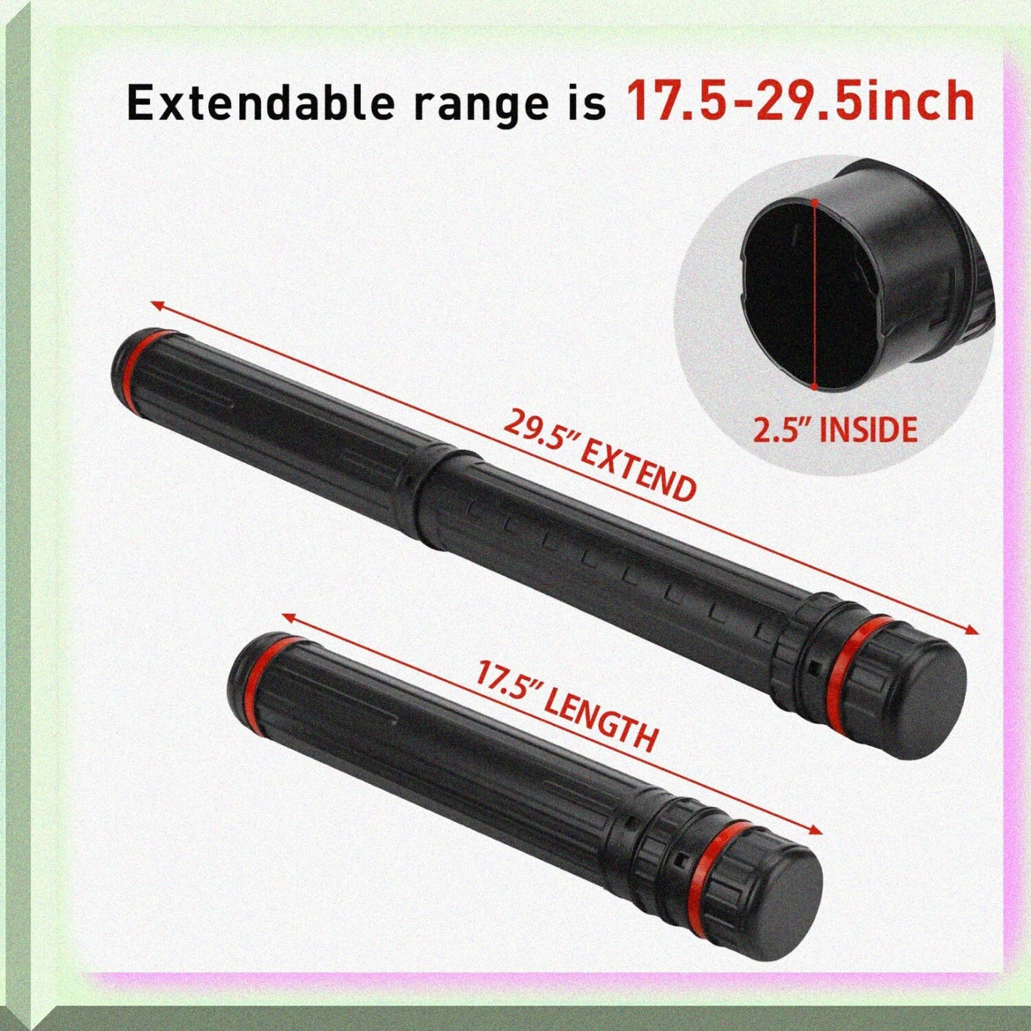 Plastic Expanding Document Tube 17.7-29.7 Inches Black