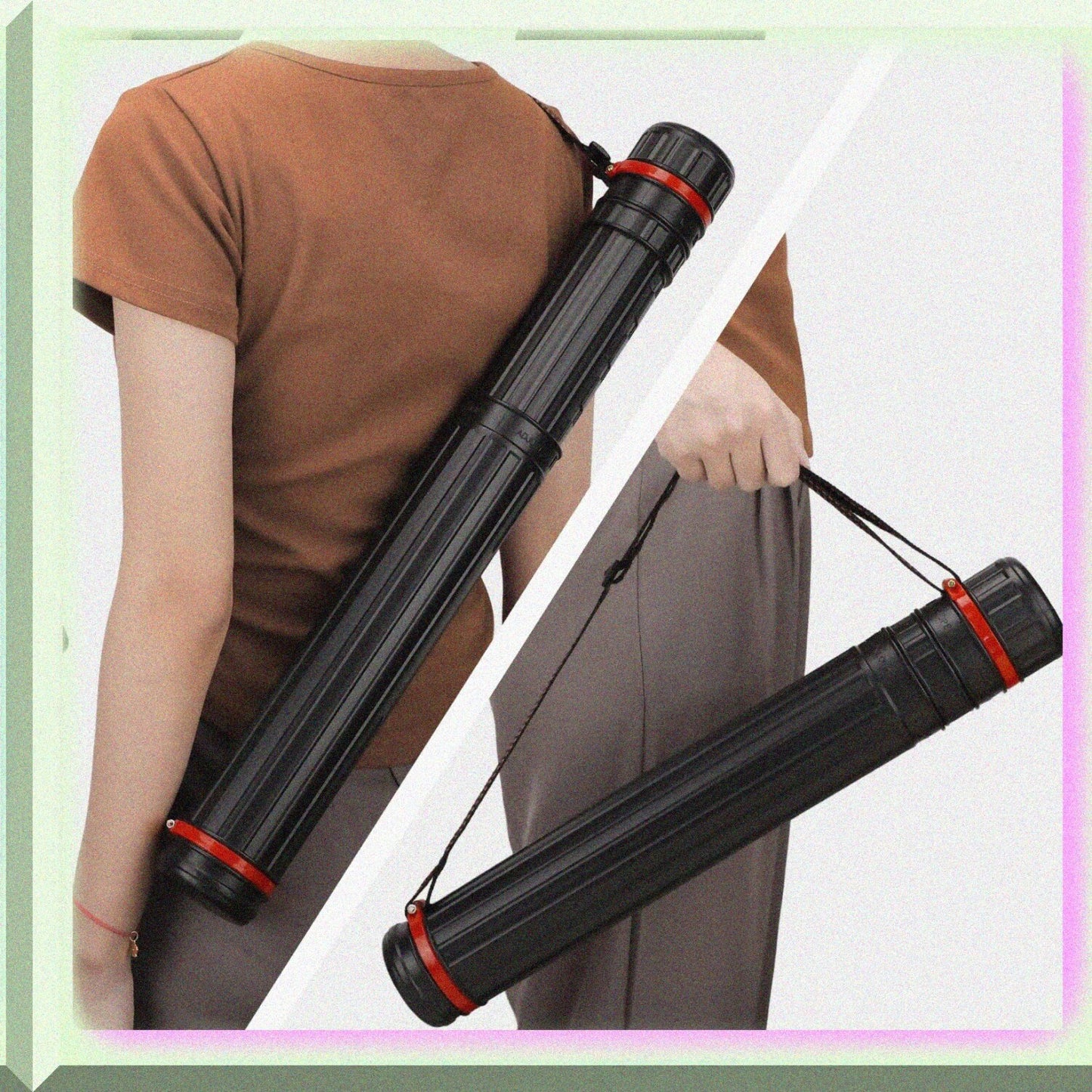 Plastic Expanding Document Tube 17.7-29.7 Inches Black