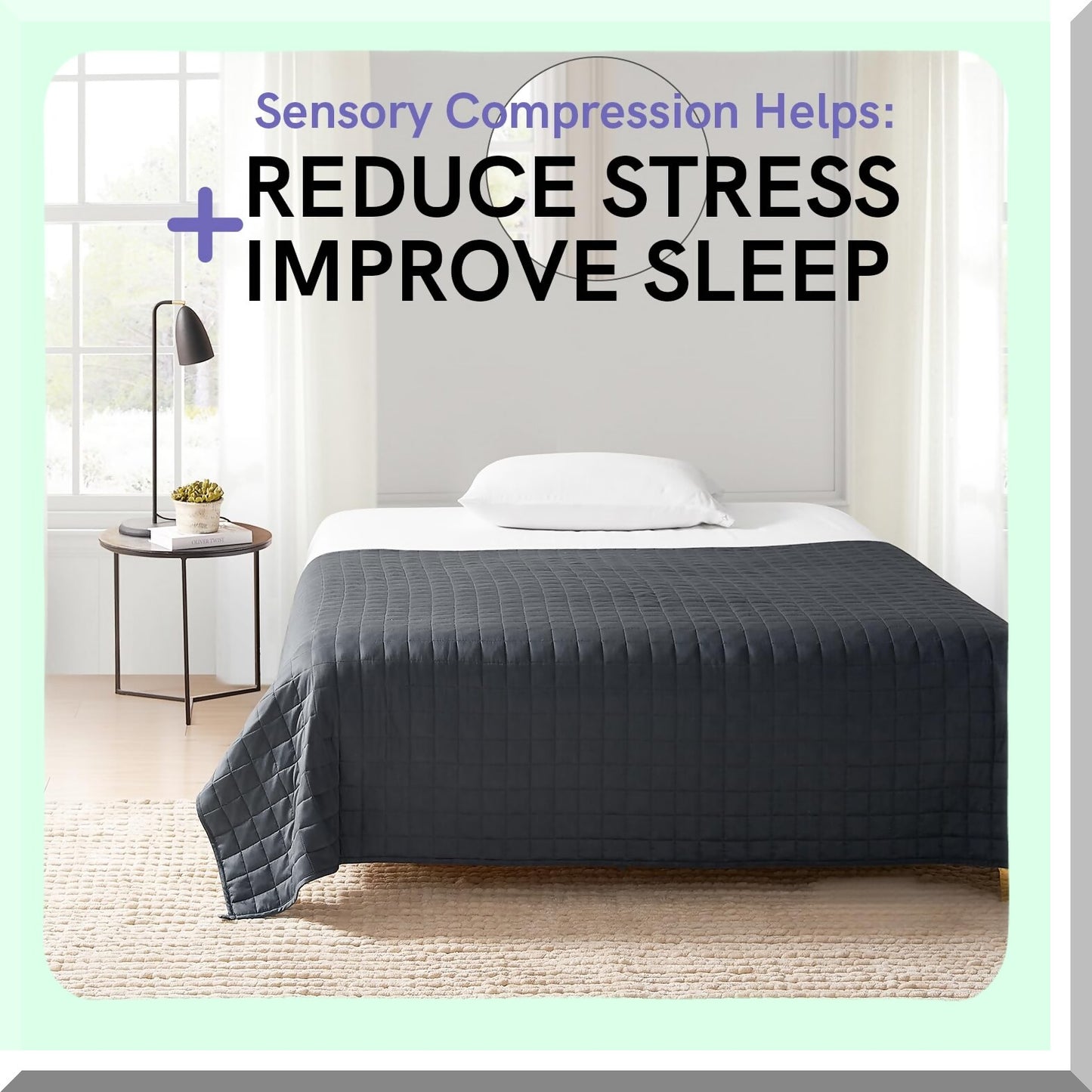 CalmRest 15lbs Weighted Blanket - Small Compartments, Glass Beads, Ideal for Twin/Full Bed, 48x72 Inches, Dark Grey