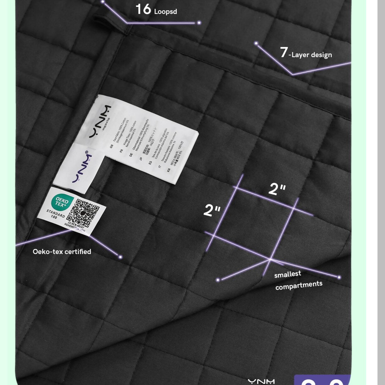 CalmRest 15lbs Weighted Blanket - Small Compartments, Glass Beads, Ideal for Twin/Full Bed, 48x72 Inches, Dark Grey