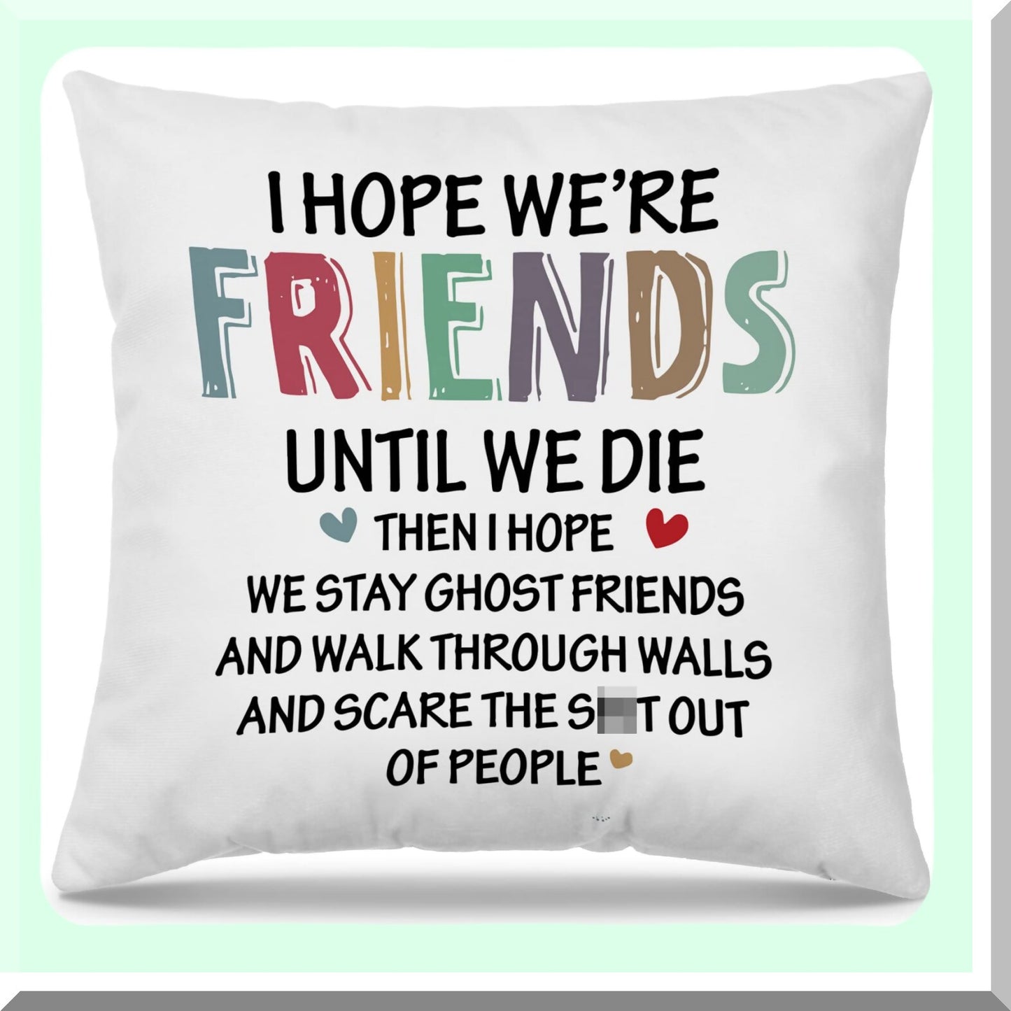 Eternal Friendship Ghost Throw Pillow Covers - Sofa Decorative Cushion Cases for Living Room & Bed - 18 x 18 Pillowcase - Home Couch Decor