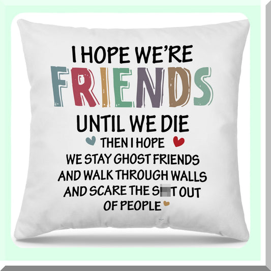 Eternal Friendship Ghost Throw Pillow Covers - Sofa Decorative Cushion Cases for Living Room & Bed - 18 x 18 Pillowcase - Home Couch Decor