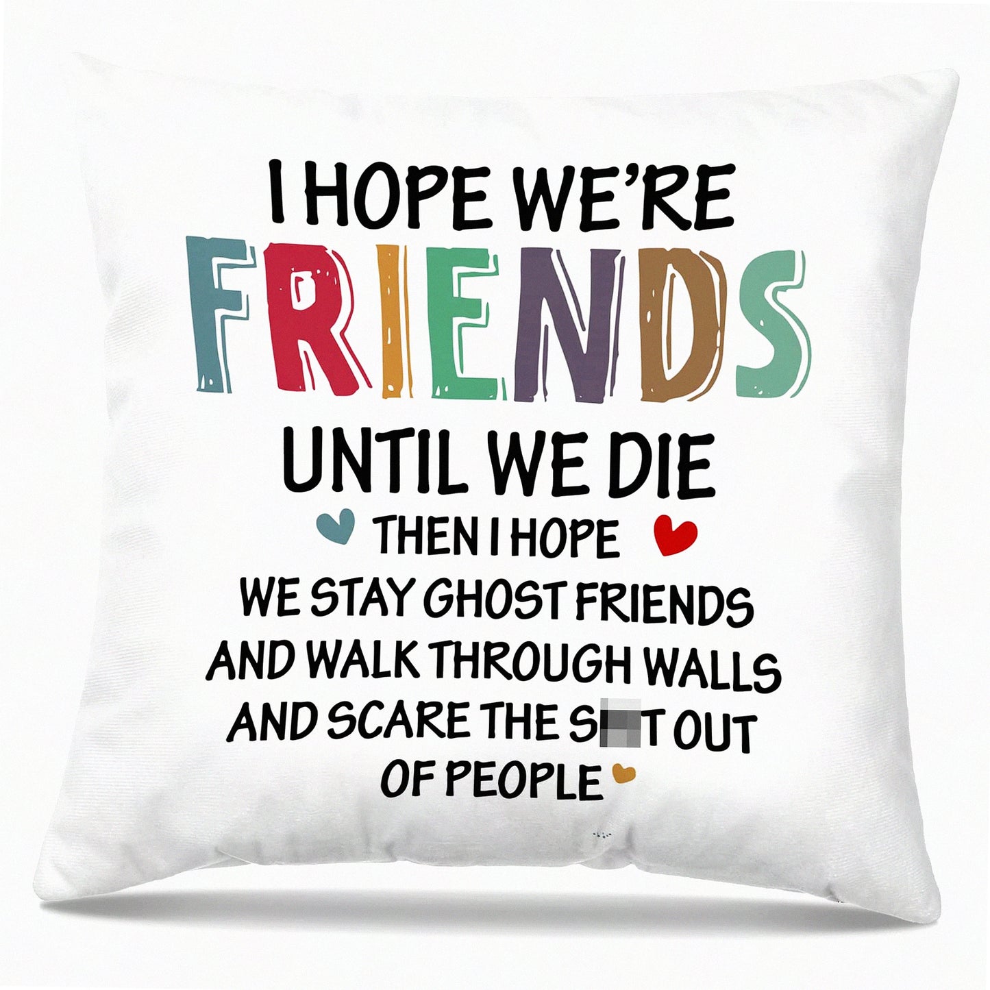 Eternal Friendship Ghost Throw Pillow Covers - Sofa Decorative Cushion Cases for Living Room & Bed - 18 x 18 Pillowcase - Home Couch Decor
