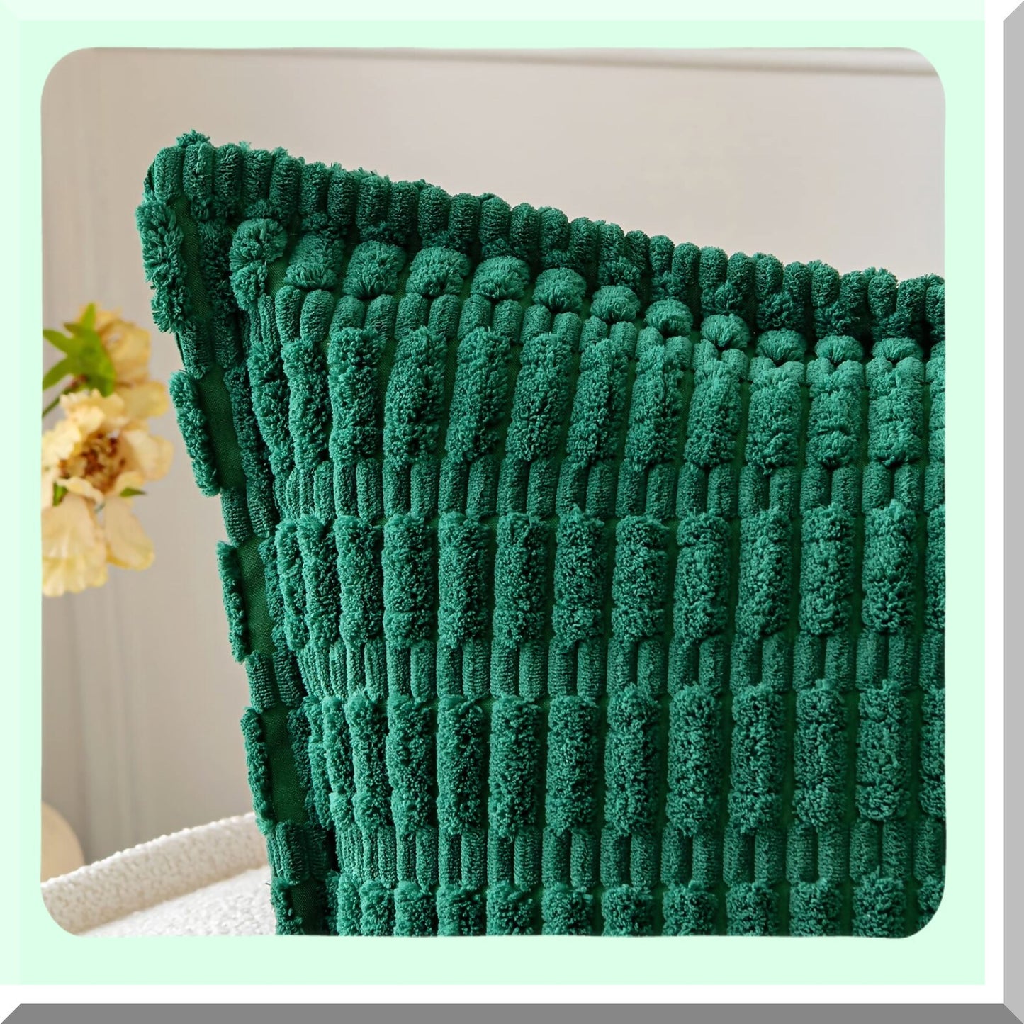 Striped Boho Corduroy Pillow Covers - Set of 2 | Soft Decorative Cushion Cases for Couch, Sofa, Bed | Modern Spring Home Decor - 16x16 Inch