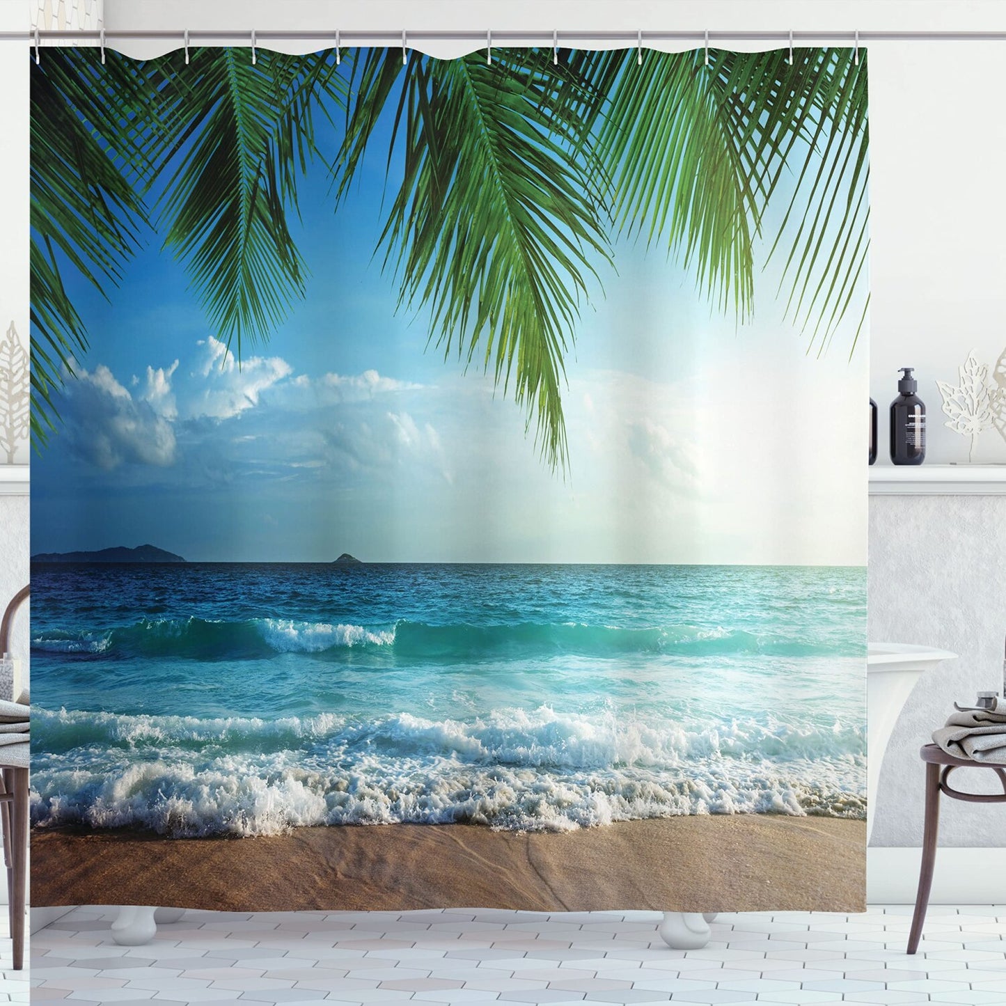 Ocean Shower Curtain 69" x 75" Blue Green Fabric