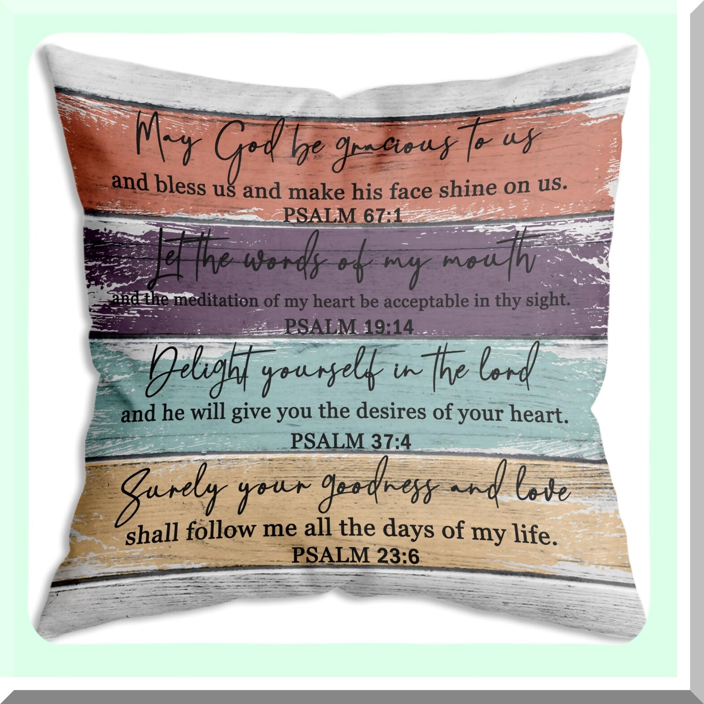 Christian Verse Wood Grain Throw Pillow Cover - Inspirational Scripture Cushion Decor for Sofa 18x18 inch - Housewarming Gift - Church Gifts for Women