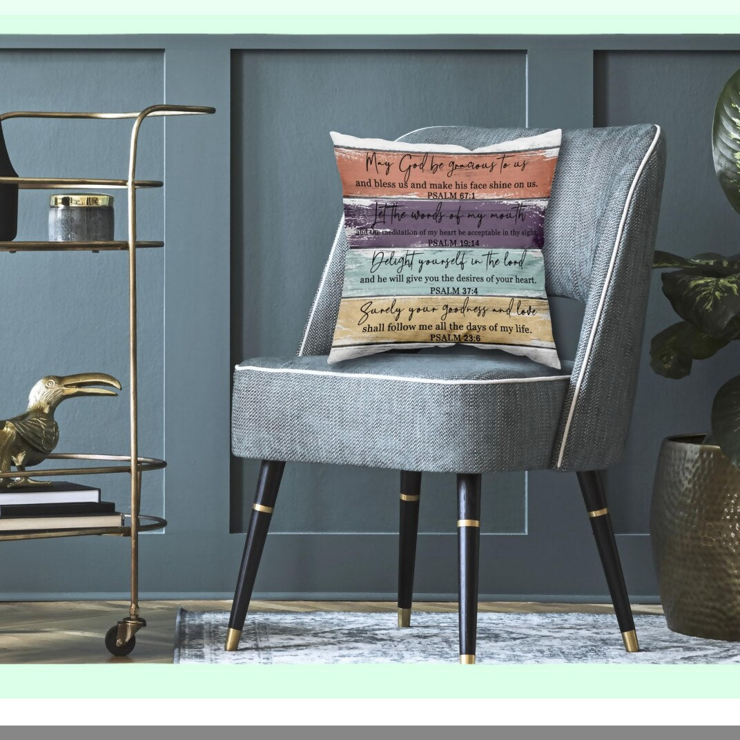 Christian Verse Wood Grain Throw Pillow Cover - Inspirational Scripture Cushion Decor for Sofa 18x18 inch - Housewarming Gift - Church Gifts for Women