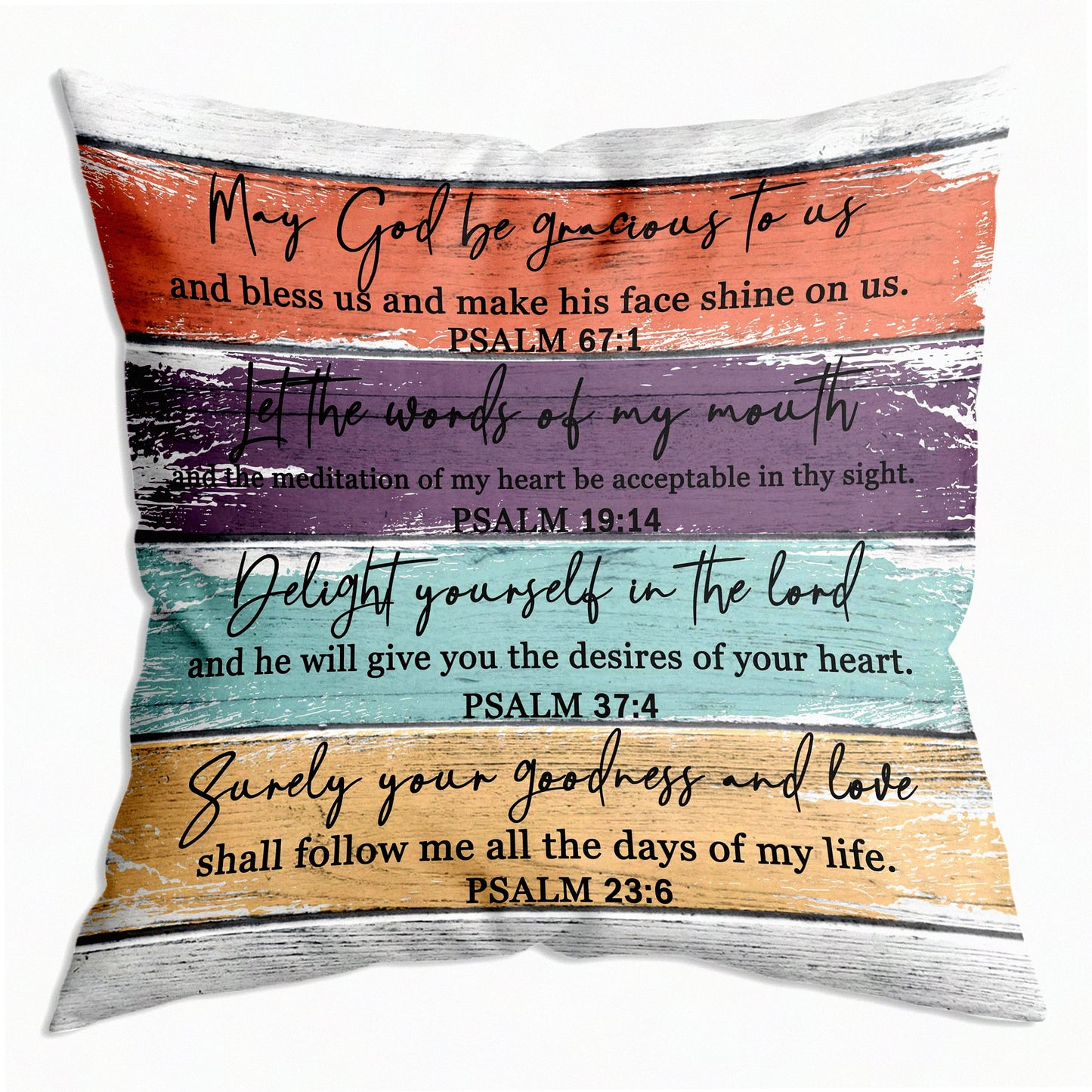 Christian Verse Wood Grain Throw Pillow Cover - Inspirational Scripture Cushion Decor for Sofa 18x18 inch - Housewarming Gift - Church Gifts for Women