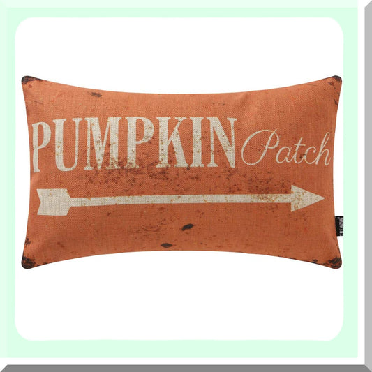 Rustic Pumpkin Patch Rectangular Throw Pillow Cover - Fall Decor Cushion Case 20x12 inch - PL342TR - Home Accent - Farmhouse Style