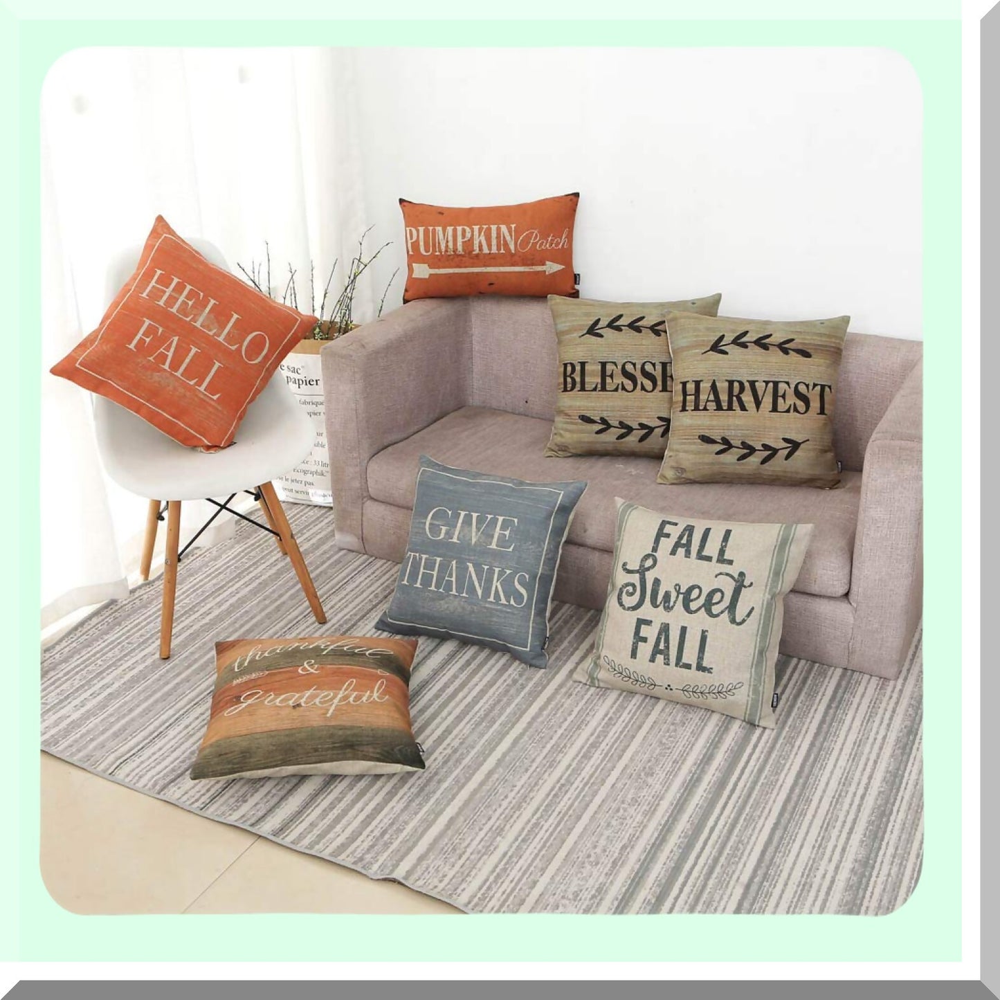 Rustic Pumpkin Patch Rectangular Throw Pillow Cover - Fall Decor Cushion Case 20x12 inch - PL342TR - Home Accent - Farmhouse Style