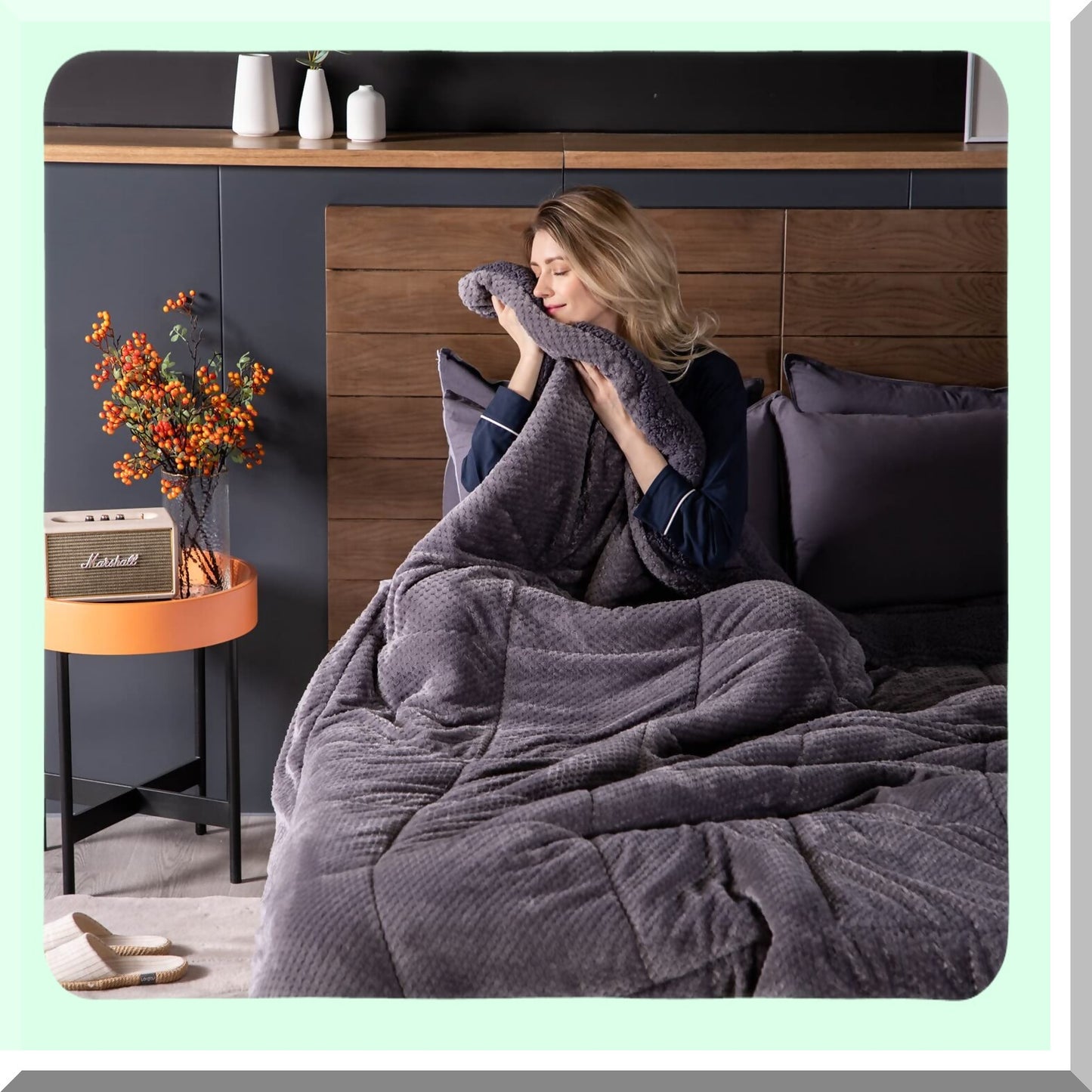 Plush Sherpa Flannel Fleece Comforter - Twin Size Bedding Coverlet - Textured Blanket - Winter Warmth - Machine Washable - Luxurious Grey Blanket (68X90)