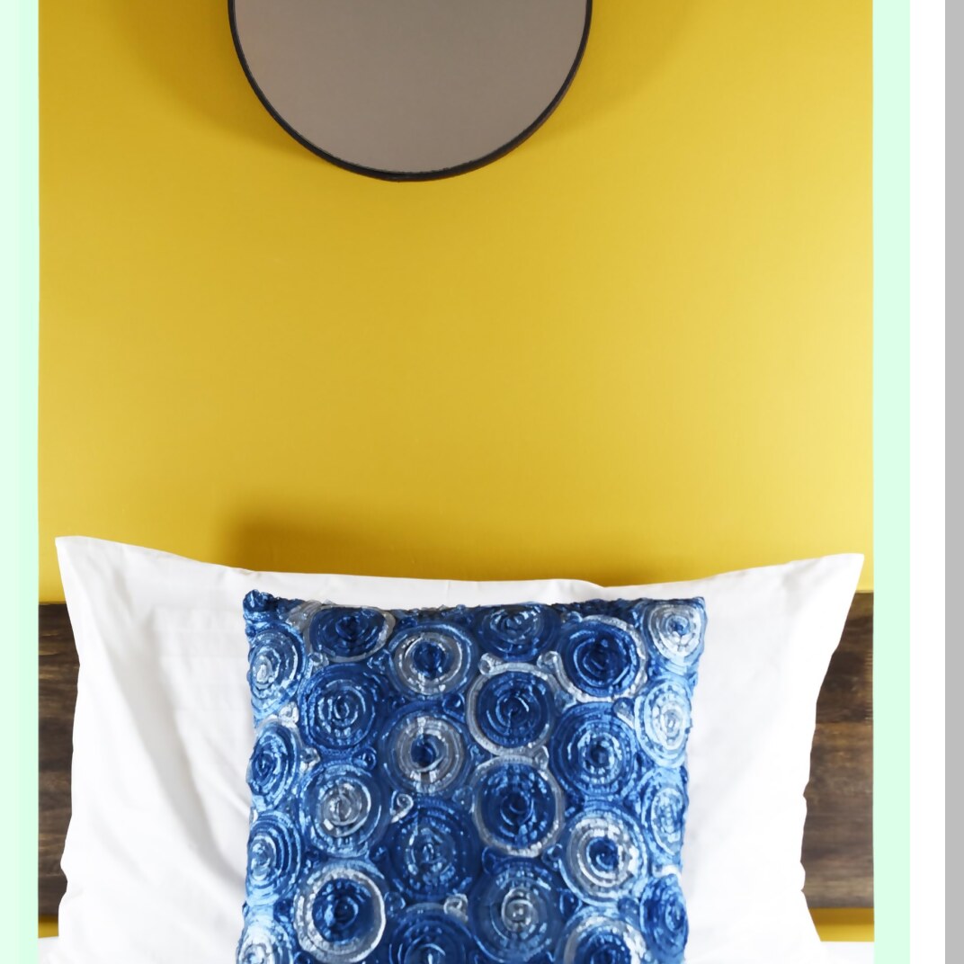 Floral Bouquet Triple Colour Cushion Cover - Decorative Throw Pillow Case for Sofa Couch Chair Bed - 16x16 Inch (40x40 cm) - Blue Jeans - Back Zipper - Insert Not Included