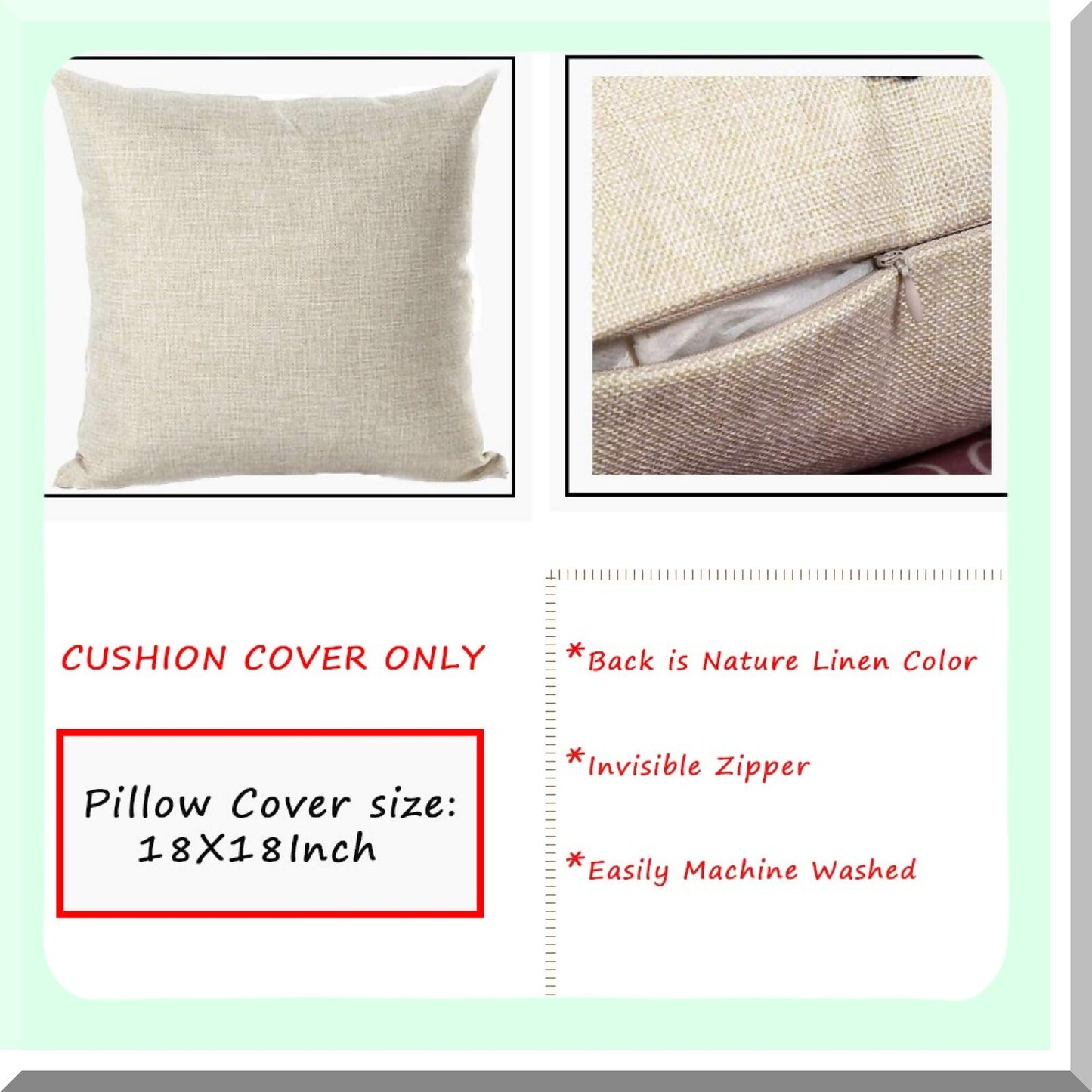 Snowflake Wonderland Christmas Truck Pillow Cover - Vintage Winter Xmas Trees Lights Camper Car Cotton Linen Cushion Case 18"x18"