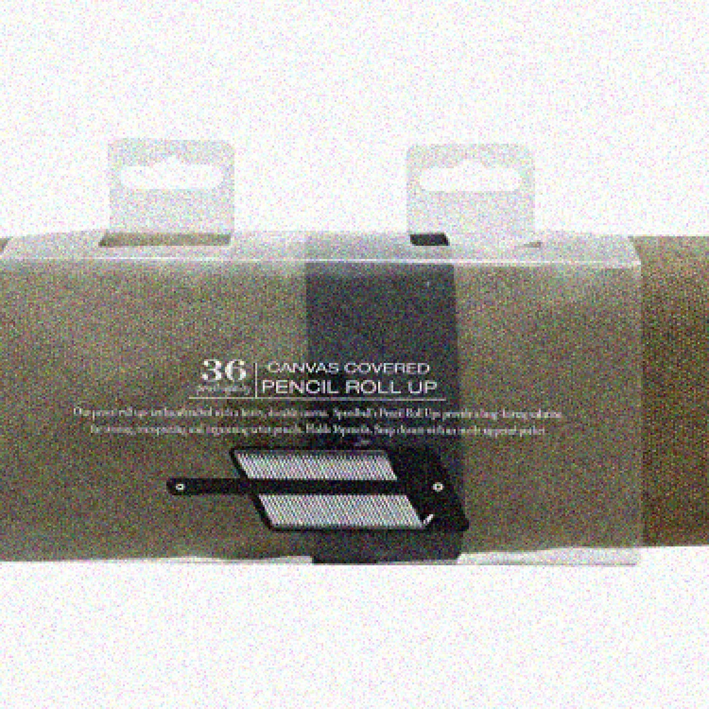Canvas Roll Up Pencil Case Olive Brown Trim 36 Pencils