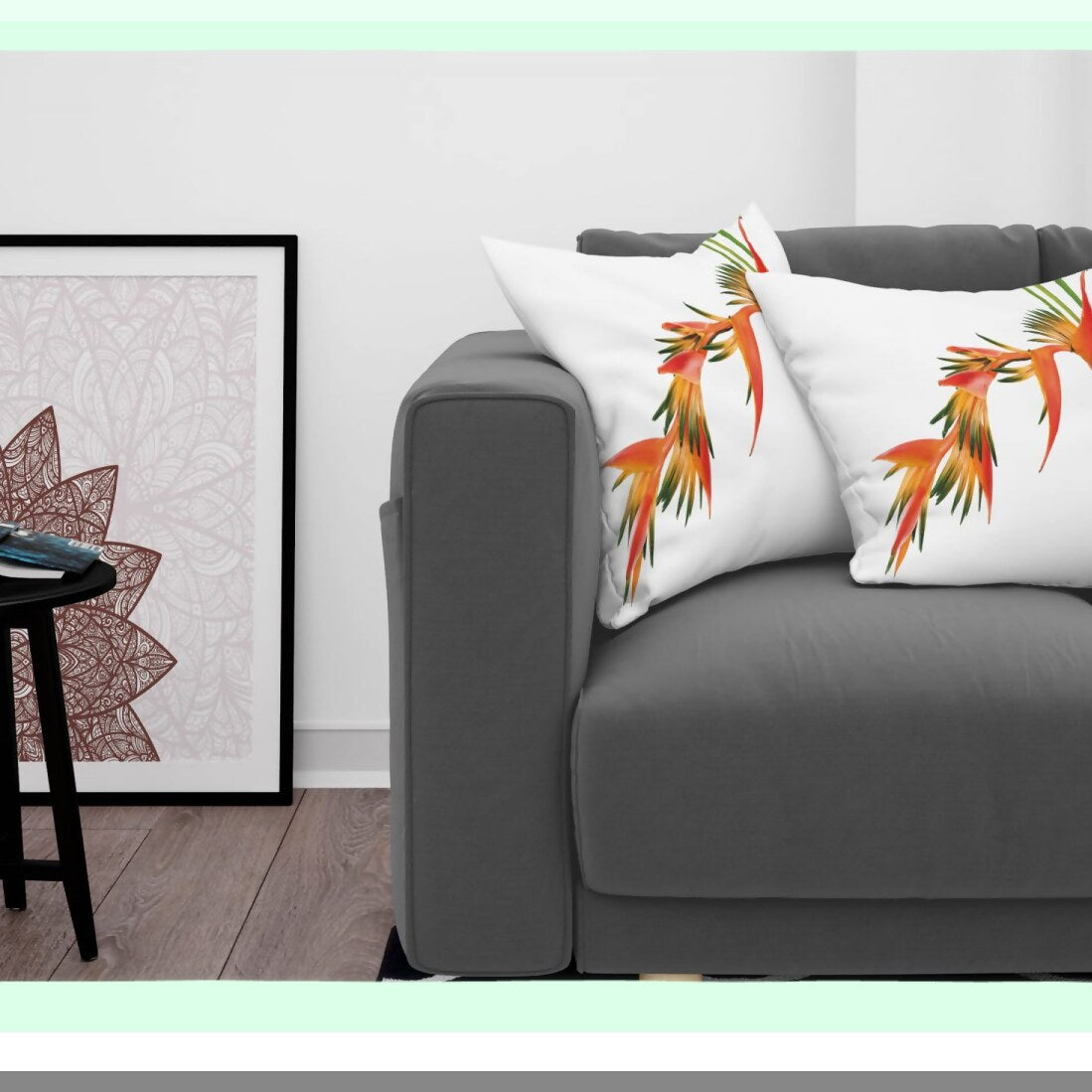 Tropical Garden Paradise Pillowcase Set - Exotic Floral Decor, Colorful Nature Print, Couch Bedroom Living Room Cushion Cover, 16", Orange Green, Pack of 2