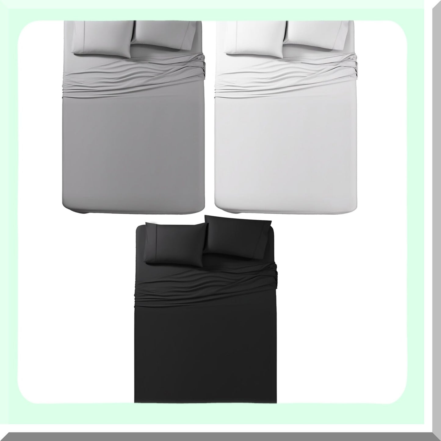 Luxury Microfiber Hotel Bedding Set - Queen Size 4 Piece Sheet Set with Deep Pocket, Fade Resistant, Soft Brushed Fabric - Black White Grey Palette