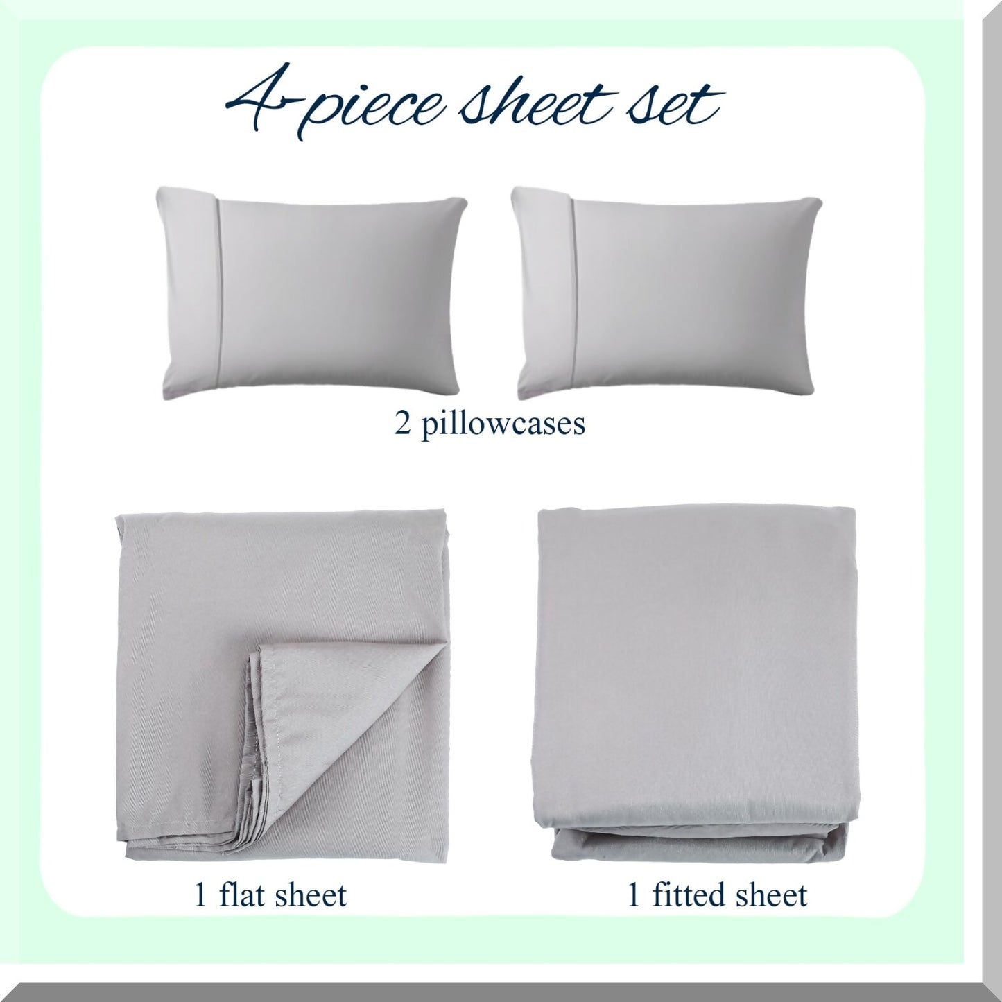 Luxury Microfiber Hotel Bedding Set - Queen Size 4 Piece Sheet Set with Deep Pocket, Fade Resistant, Soft Brushed Fabric - Black White Grey Palette