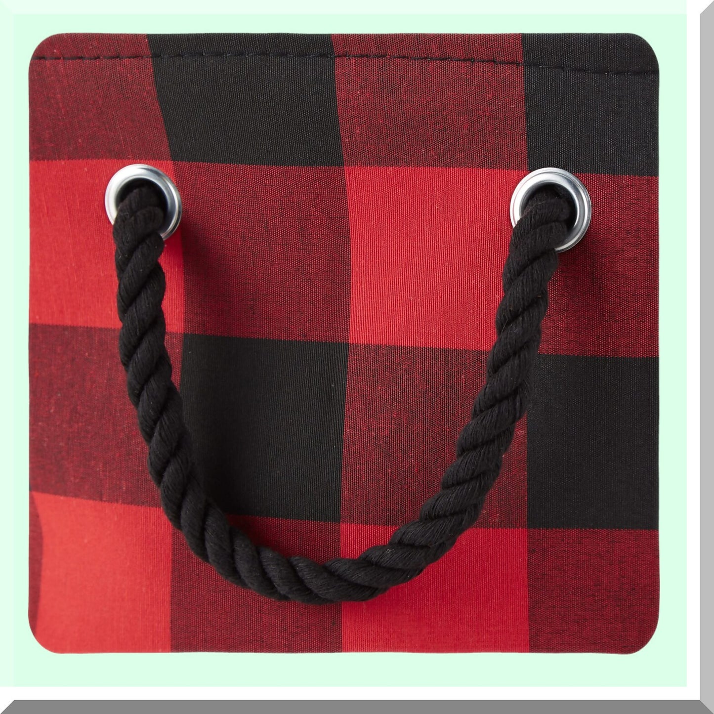 Buffalo Check Collapsible Storage Bin - Medium Rectangle, 16x10x12, Red & Black with Handles