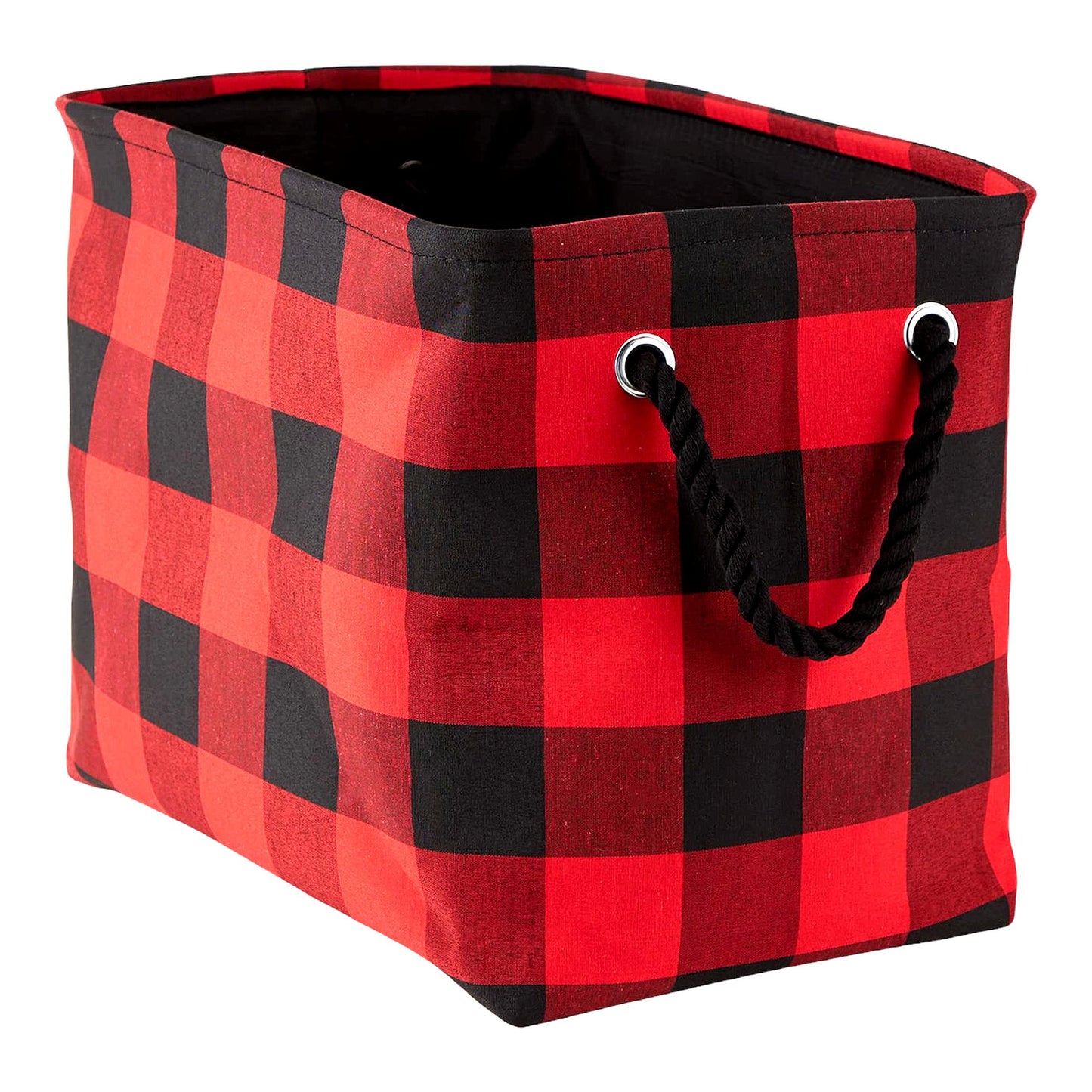 Buffalo Check Collapsible Storage Bin - Medium Rectangle, 16x10x12, Red & Black with Handles