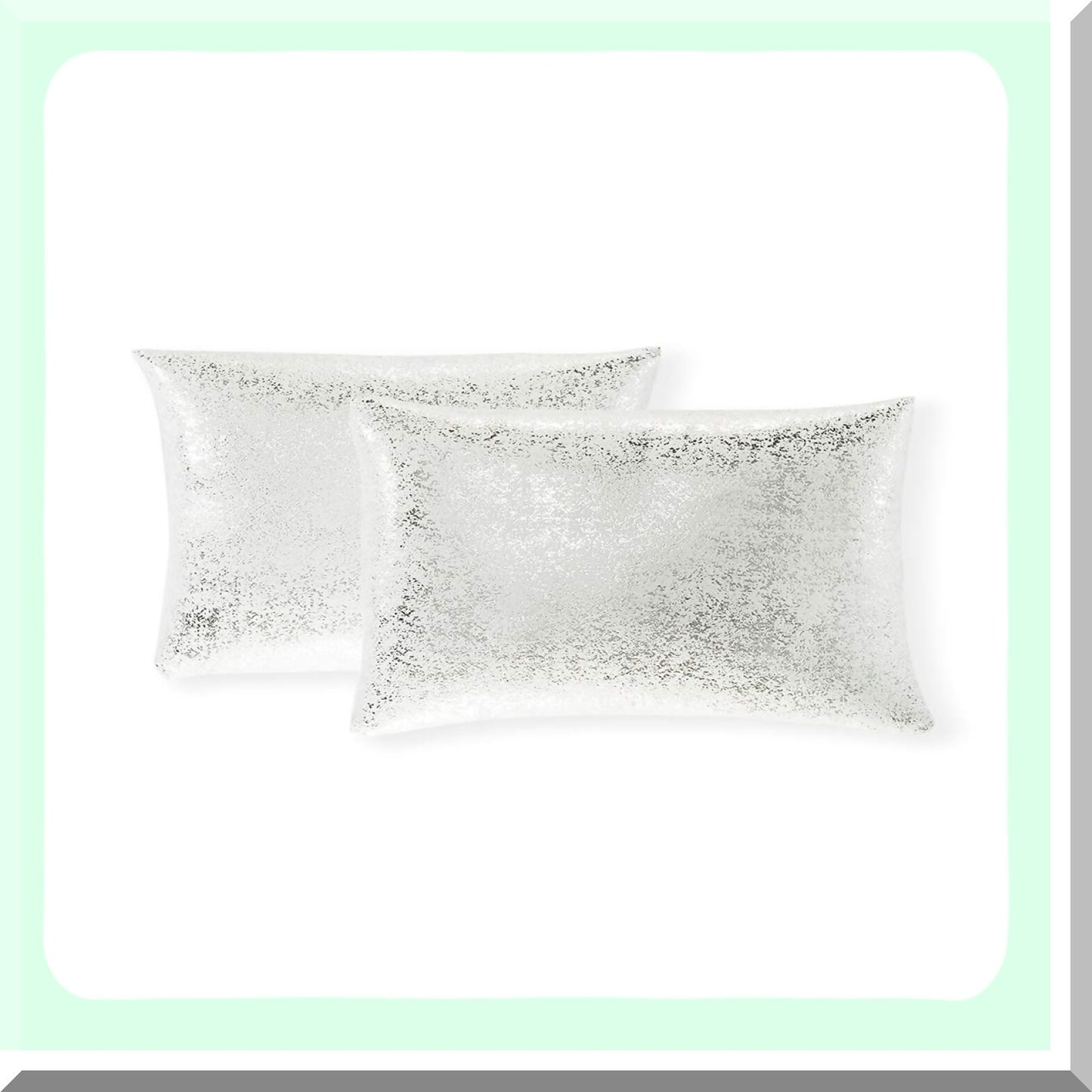 Sparkling Silver Soft Pillow Covers - Set of 2 Decorative Cushion Covers for Sofa, Bedroom, Car - 12 x 20 Inch White Throw Pillows