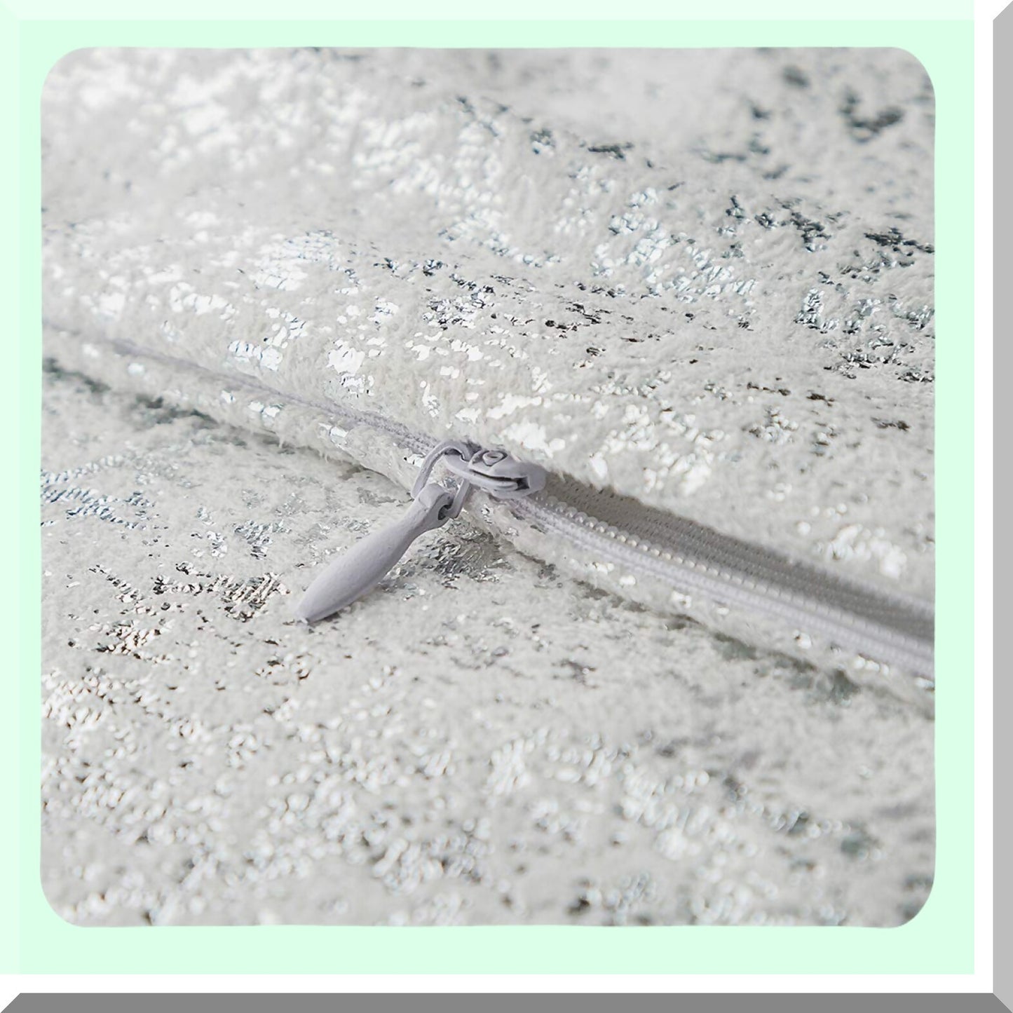 Sparkling Silver Soft Pillow Covers - Set of 2 Decorative Cushion Covers for Sofa, Bedroom, Car - 12 x 20 Inch White Throw Pillows