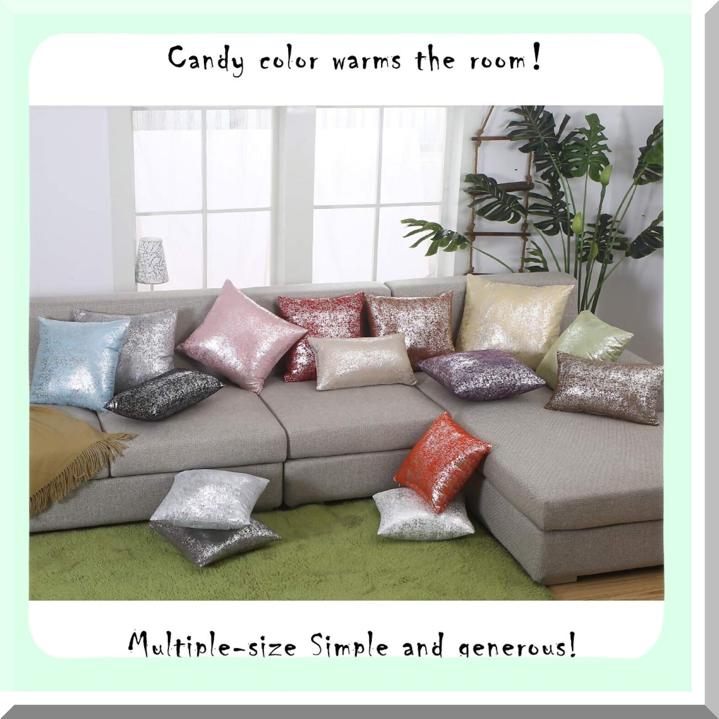 Sparkling Silver Soft Pillow Covers - Set of 2 Decorative Cushion Covers for Sofa, Bedroom, Car - 12 x 20 Inch White Throw Pillows