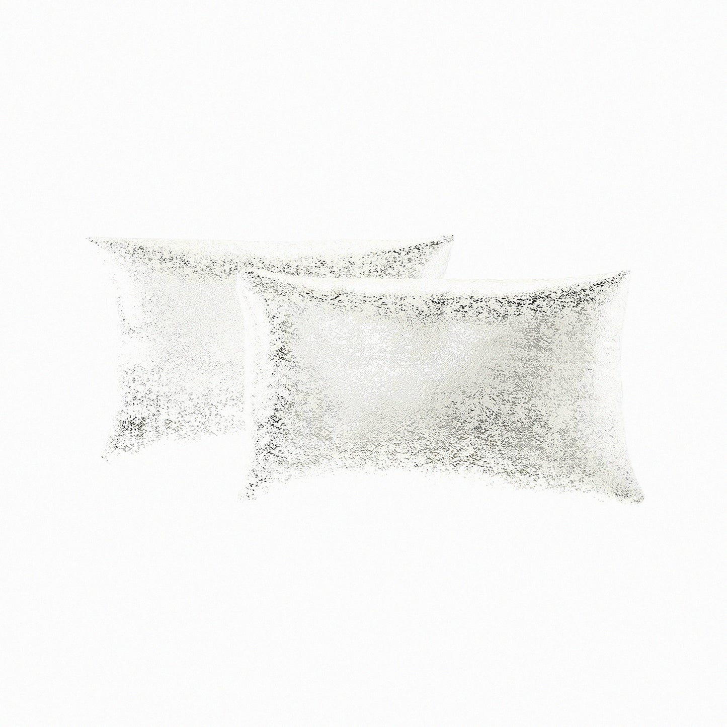 Sparkling Silver Soft Pillow Covers - Set of 2 Decorative Cushion Covers for Sofa, Bedroom, Car - 12 x 20 Inch White Throw Pillows