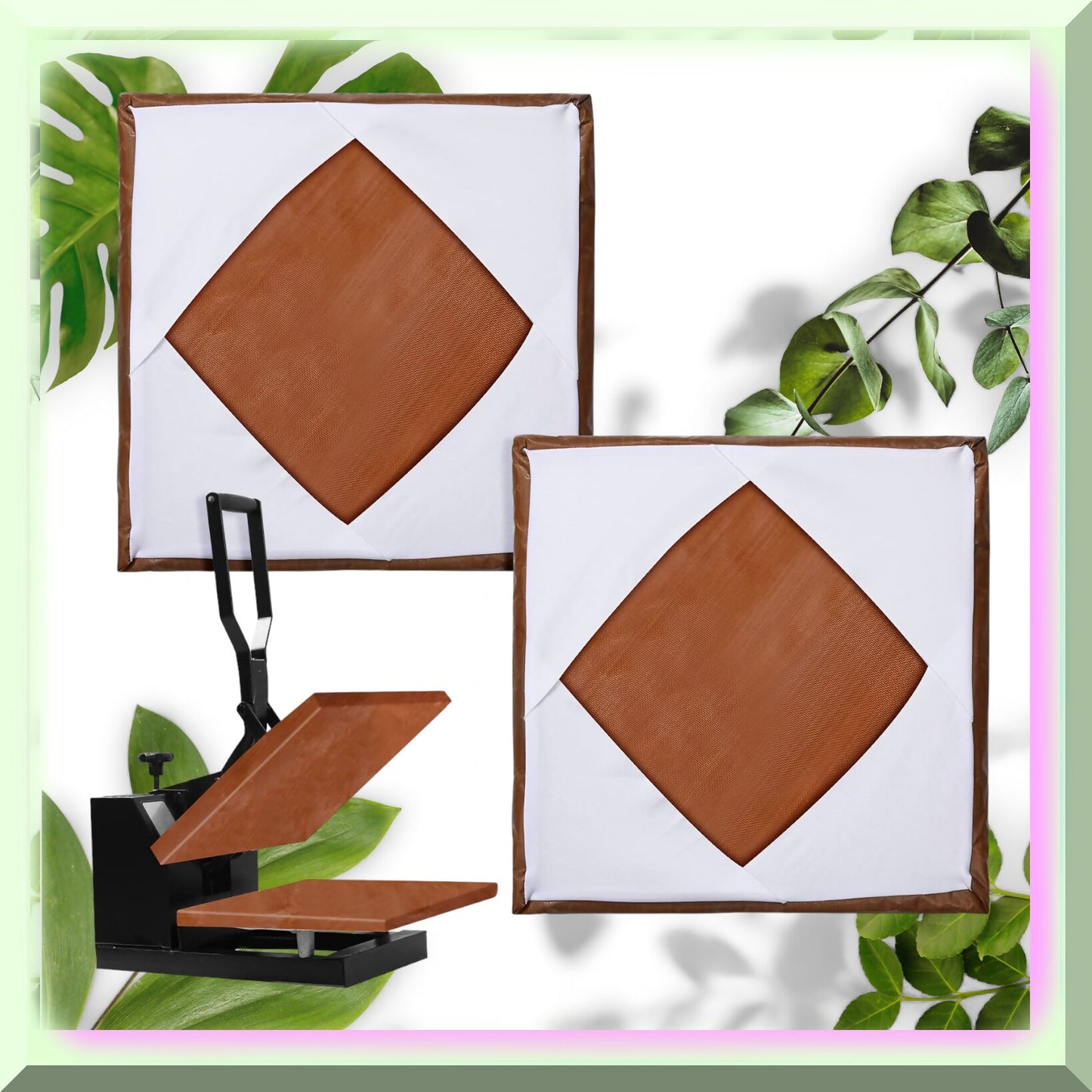 Heat Resistant Wrap Covers for 15x15 Inch Platen, Brown & White
