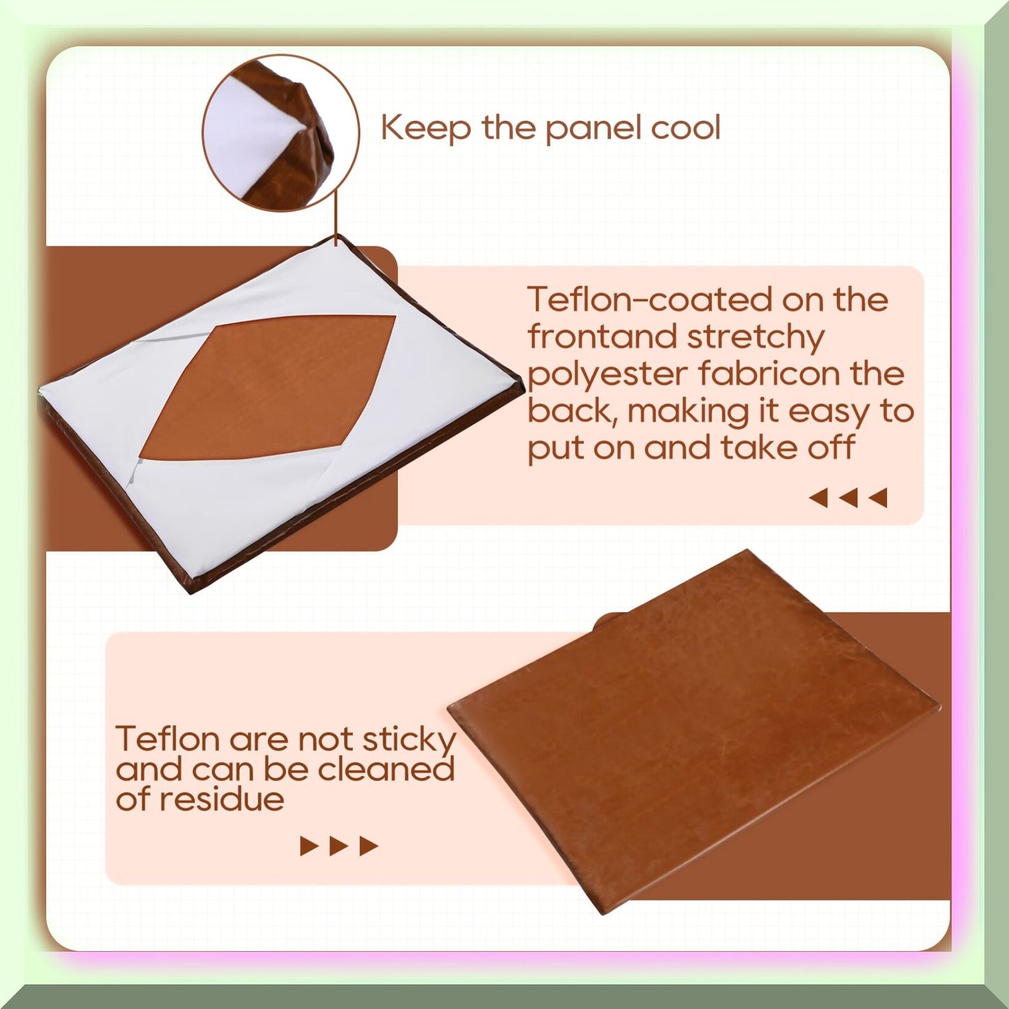 Heat Resistant Wrap Covers for 15x15 Inch Platen, Brown & White