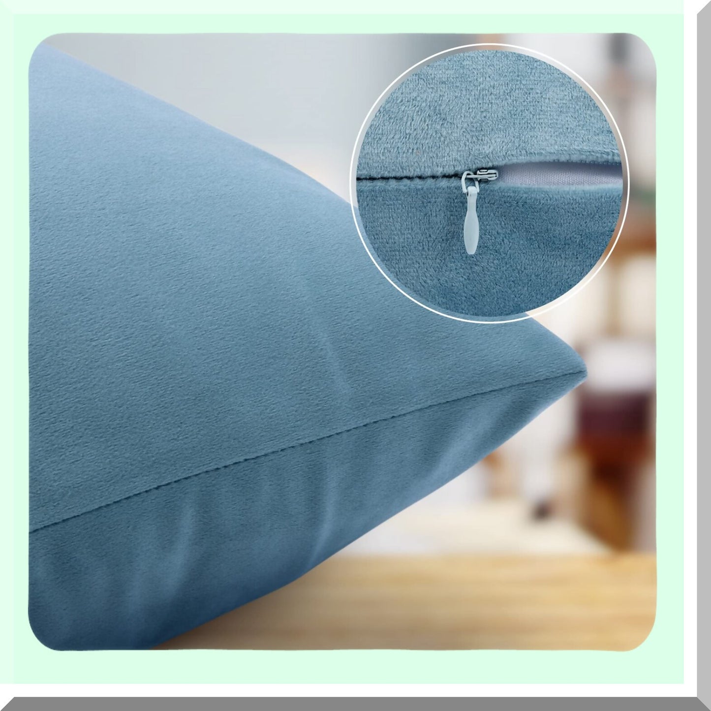 Luxury Blue Velvet Pillowcase Set - Soft Square Cushion Covers for Living Room & Bedroom Decor - Decorative Sofa Throw Pillow Covers 18x18 - Pack of 2