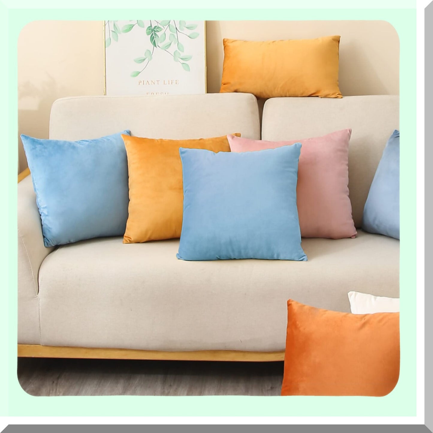 Luxury Blue Velvet Pillowcase Set - Soft Square Cushion Covers for Living Room & Bedroom Decor - Decorative Sofa Throw Pillow Covers 18x18 - Pack of 2