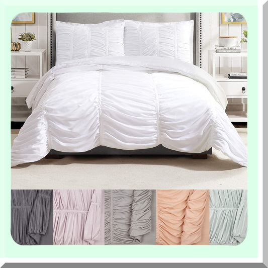 Luxury Cloud 3-Piece Comforter Set - Full/Queen Size - Soft White Texture - Plush Bedding Set - Cozy Bedroom Decor - Elegant Home Collection
