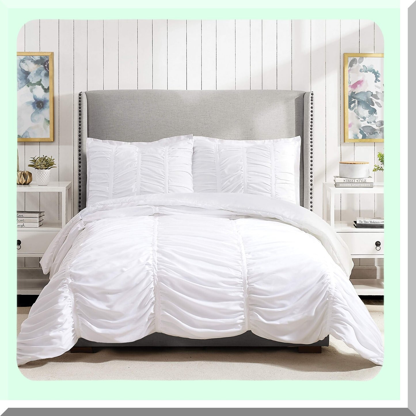 Luxury Cloud 3-Piece Comforter Set - Full/Queen Size - Soft White Texture - Plush Bedding Set - Cozy Bedroom Decor - Elegant Home Collection