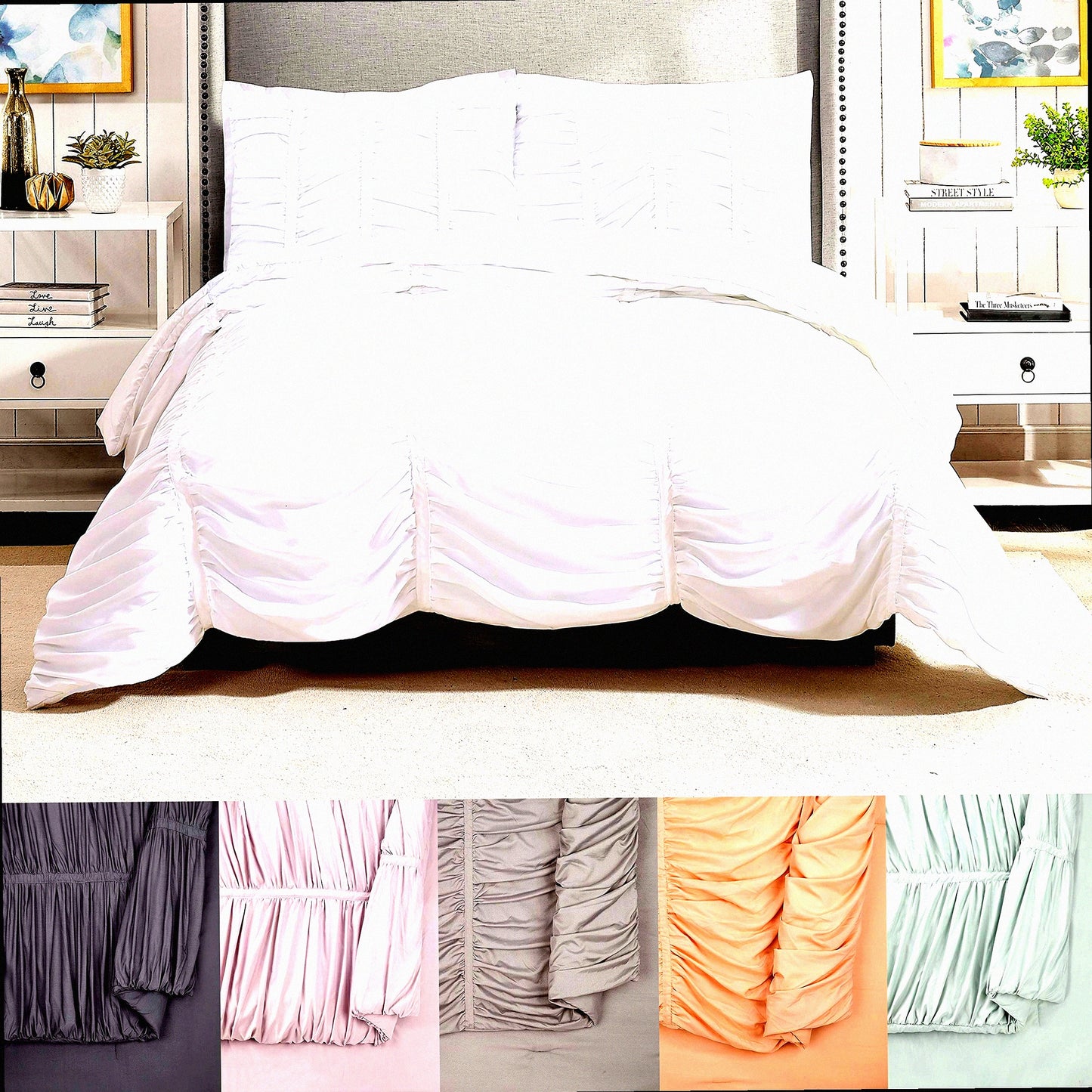 Luxury Cloud 3-Piece Comforter Set - Full/Queen Size - Soft White Texture - Plush Bedding Set - Cozy Bedroom Decor - Elegant Home Collection