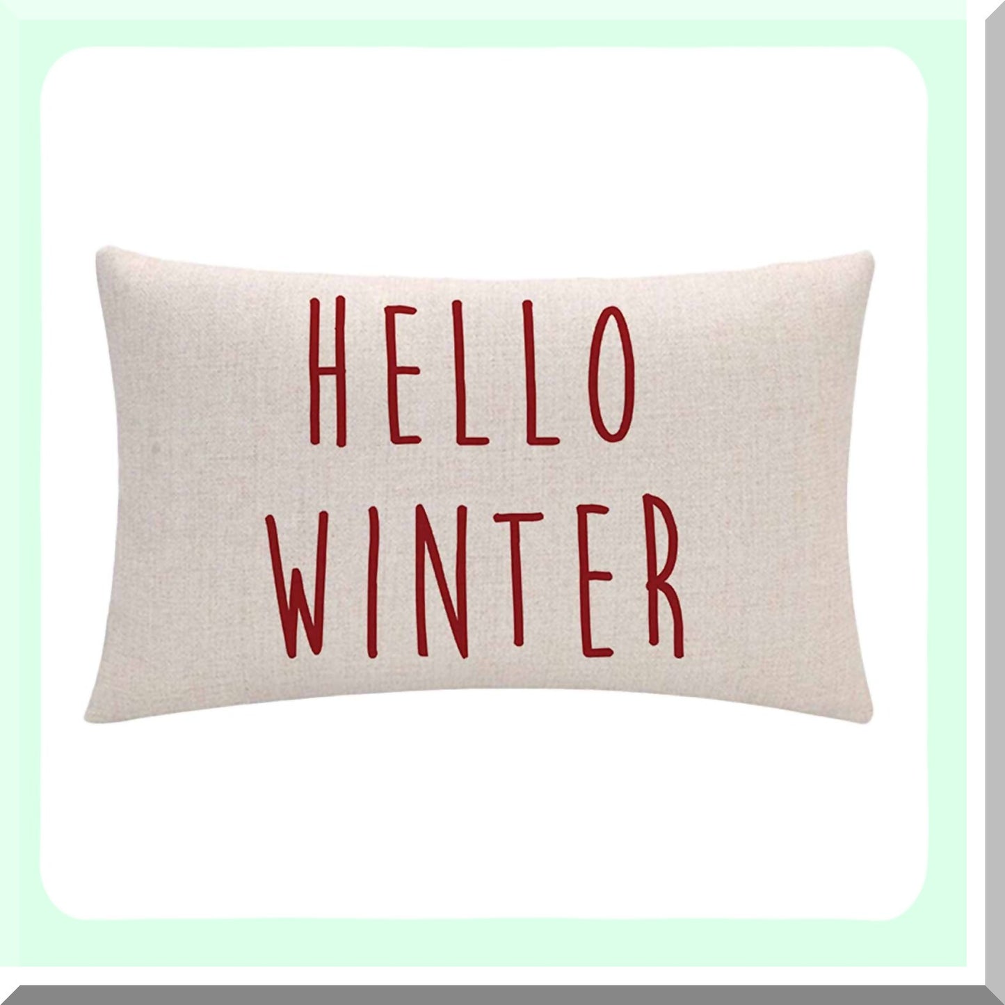 Winter Wonderland Farmhouse Pillow Cover - Red Holiday Decorative Cushion Case for Sofa, Porch, Patio - 12" x 20" Rectangular Throw Pillow Case