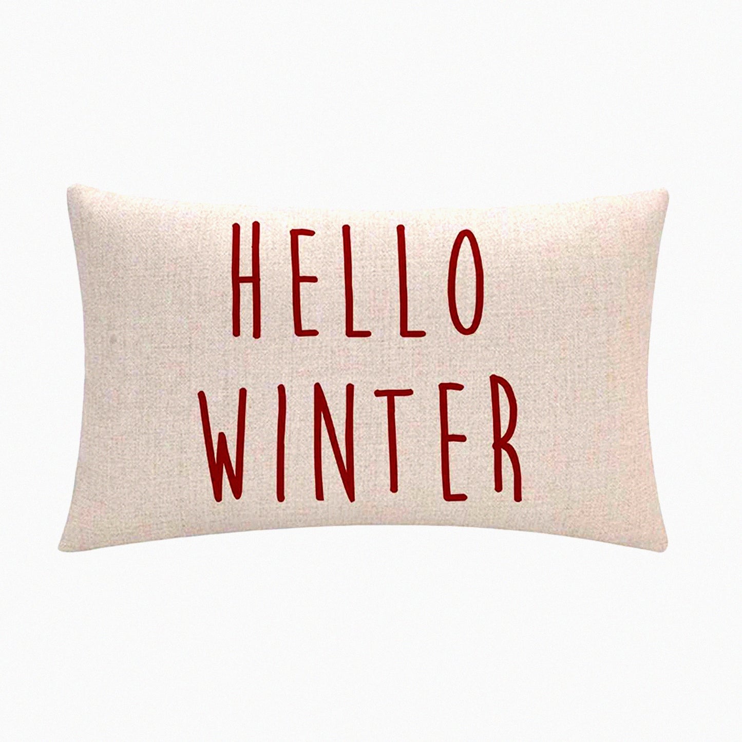 Winter Wonderland Farmhouse Pillow Cover - Red Holiday Decorative Cushion Case for Sofa, Porch, Patio - 12" x 20" Rectangular Throw Pillow Case