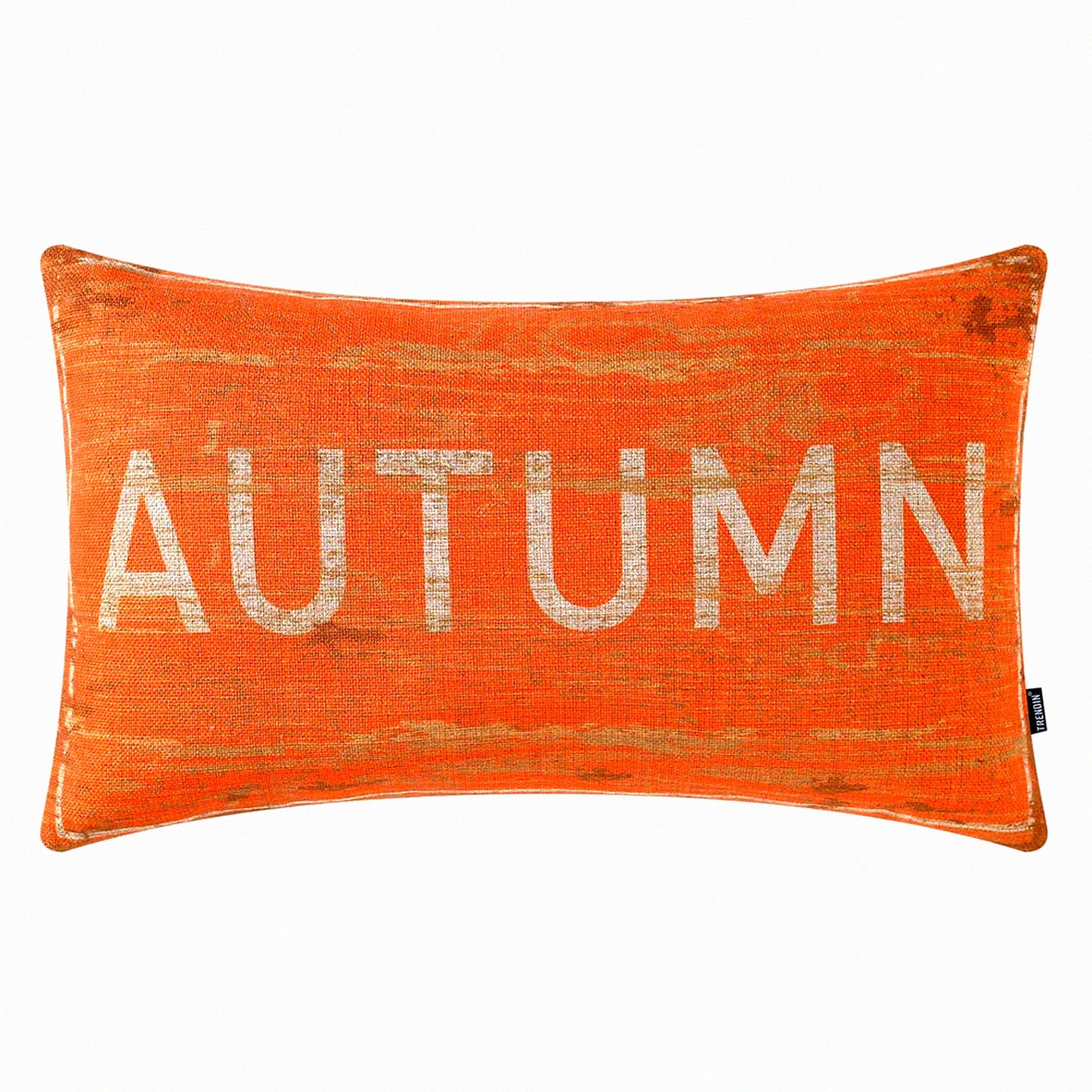 Autumn Harvest Wood Orange Throw Pillow Cover - 20x12 Inch Seasonal Fall Cushion Case for Couch Sofa - Cotton Linen Decoration - PL545TR