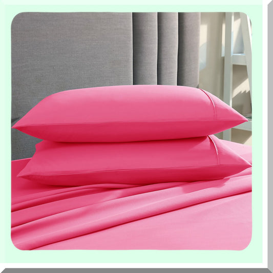 Pink Bliss Pillowcase Set - Double Brushed Microfiber Soft & Easy Care Standard/Queen Size (20x30) - Pack of 2 Luxurious Pillow Cases