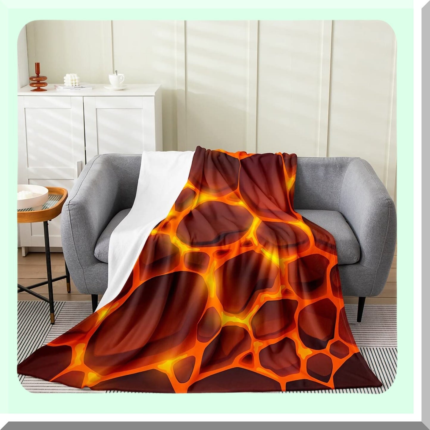 Volcanic Warmth Fleece Blanket - Burnt Orange Sherpa Throw for Bed, Sofa, Couch - Soft, Lightweight, Natural Landscape Design