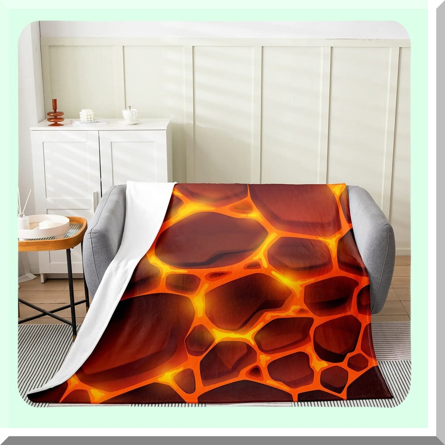 Volcanic Warmth Fleece Blanket - Burnt Orange Sherpa Throw for Bed, Sofa, Couch - Soft, Lightweight, Natural Landscape Design